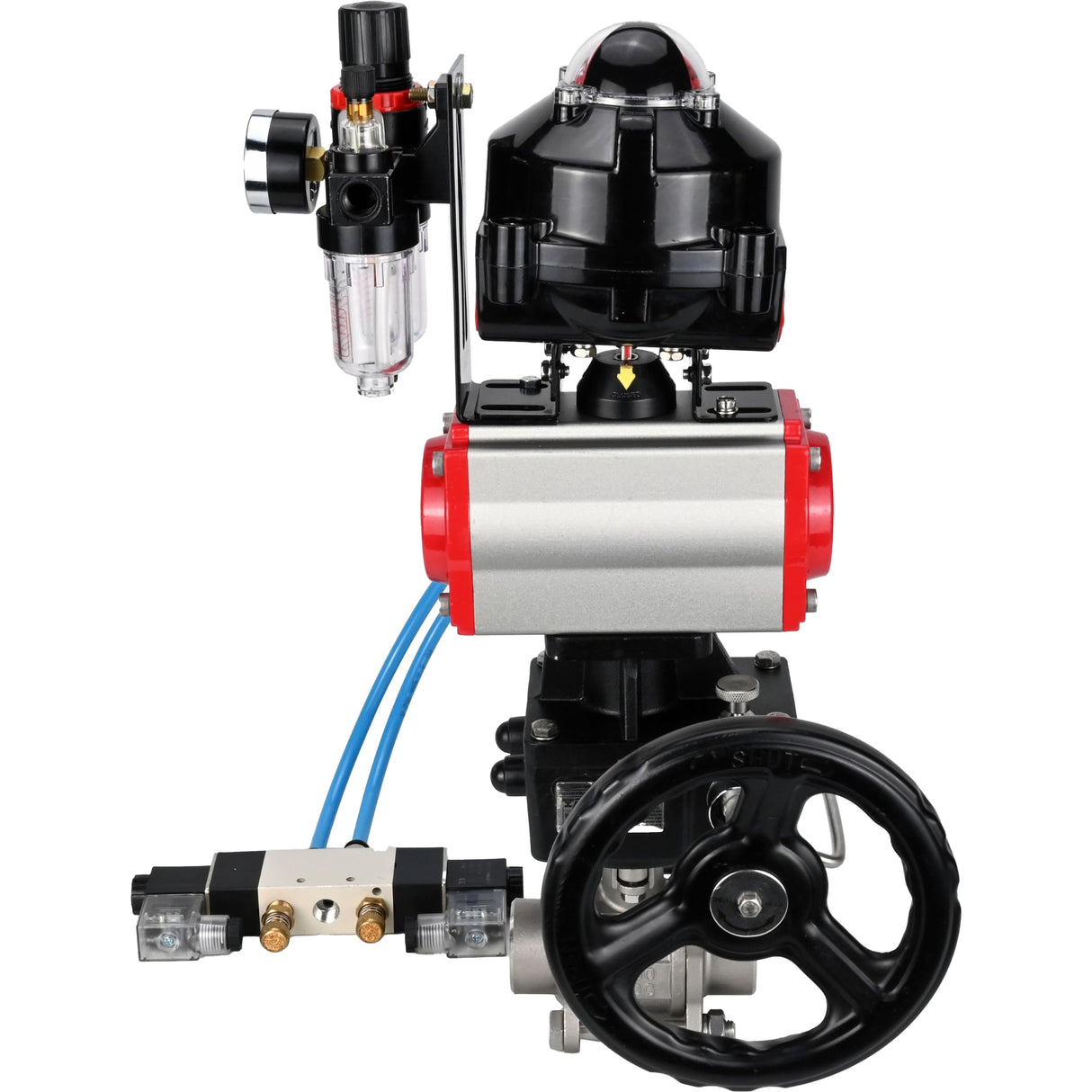 Ball valves Elephant BV3232P(3pc)-FP-W-ISO-H for welding, full bore, body - stainless steel SS316, seal - PTFE, with pneumatic drive PA-DA-052- 083 pneumatic distributor 4V320-08 MON gearbox ATU AFC2000 LSU APL-510N-EX