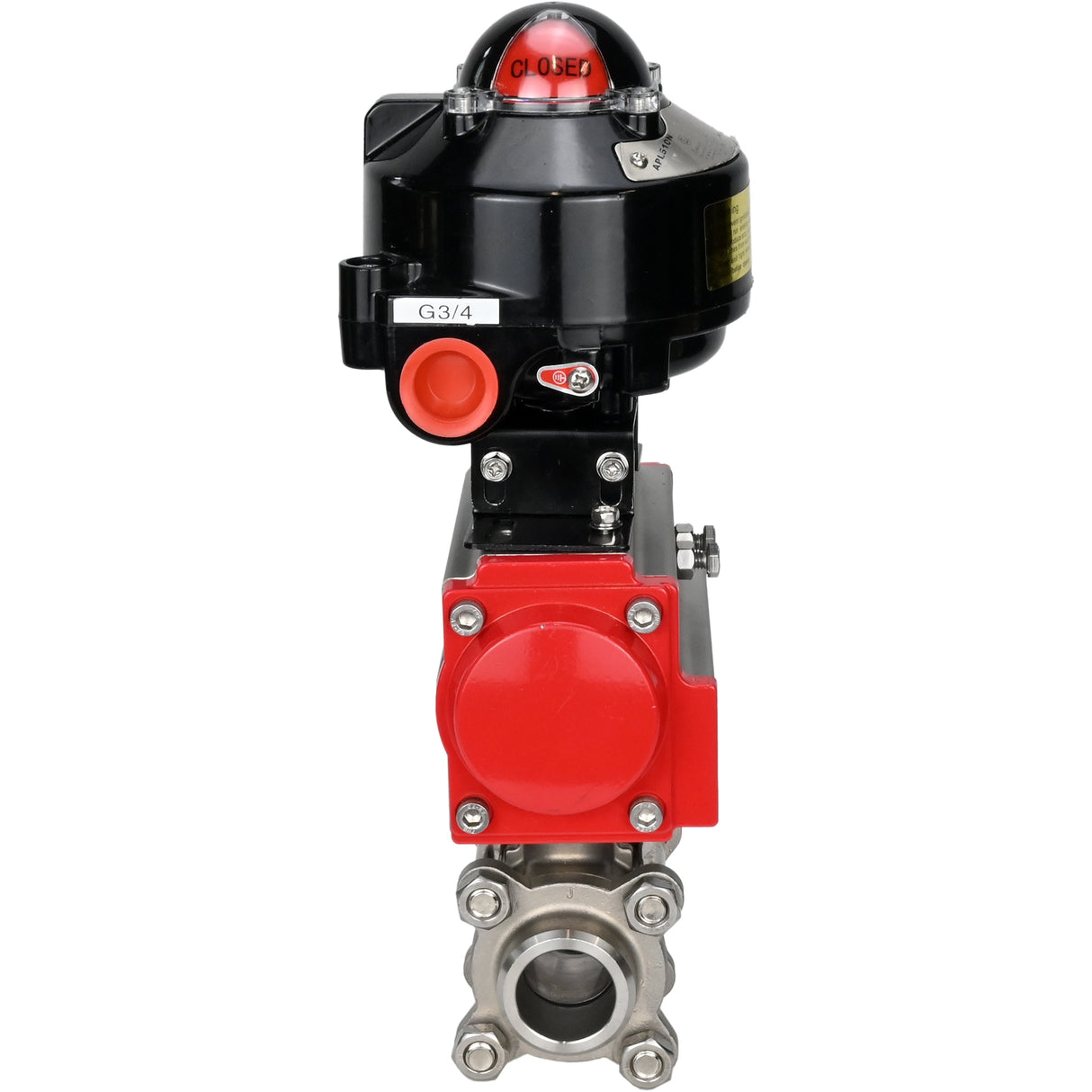 Ball valves Elephant BV3232P(3pc)-FP-W-ISO-H for welding, full bore, body - stainless steel SS316, seal - PTFE, with pneumatic actuator Elephant PA-DA 052- 083 and LSU APL-510N-EX