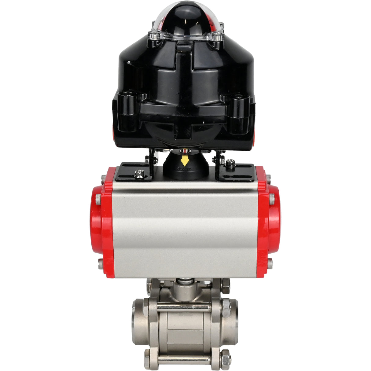 Ball valves Elephant BV3232P(3pc)-FP-W-ISO-H for welding, full bore, body - stainless steel SS316, seal - PTFE, with pneumatic actuator Elephant PA-DA 052- 083 and LSU APL-510N-EX