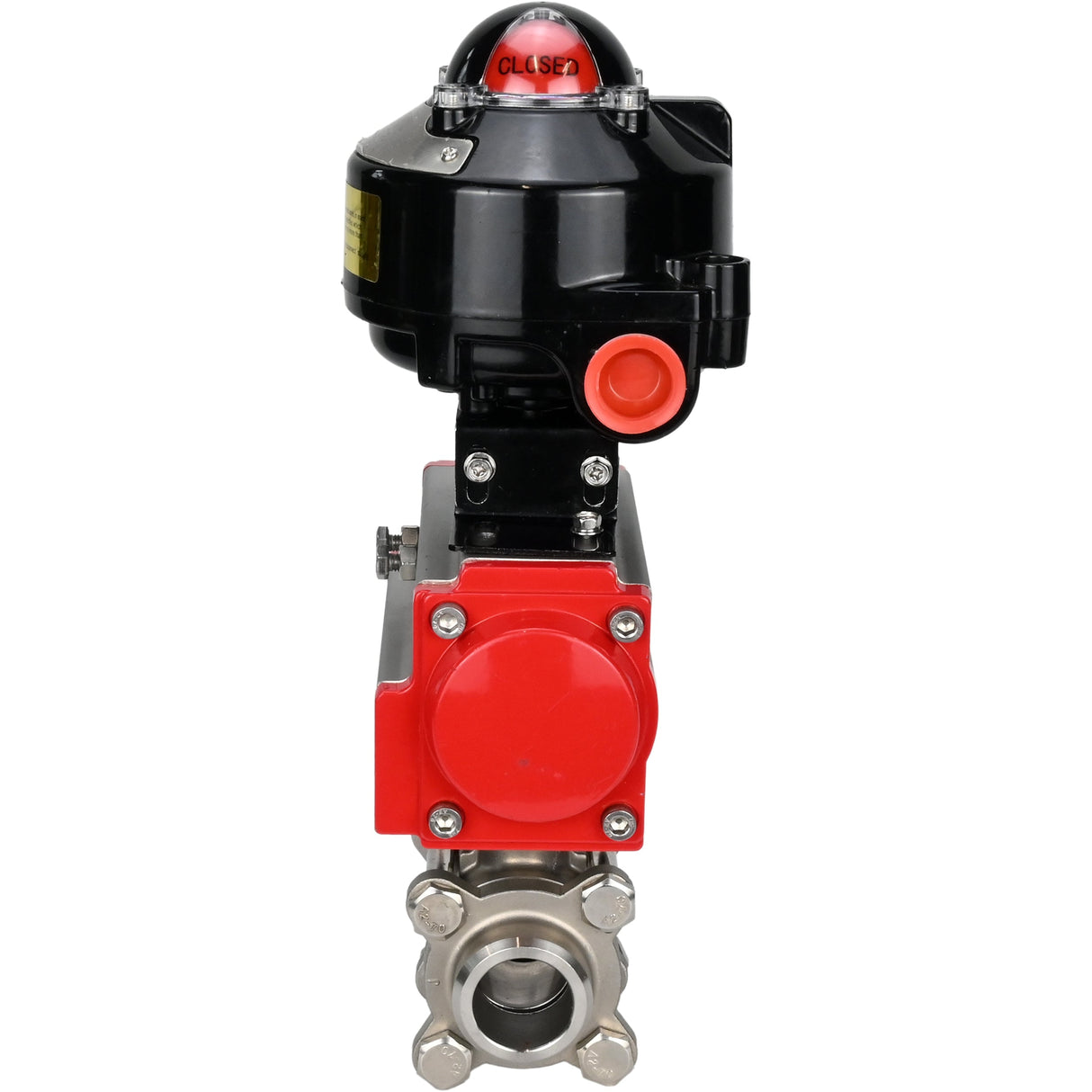 Ball valves Elephant BV3232P(3pc)-FP-W-ISO-H for welding, full bore, body - stainless steel SS316, seal - PTFE, with pneumatic actuator Elephant PA-DA 052- 083 and LSU APL-510N-EX