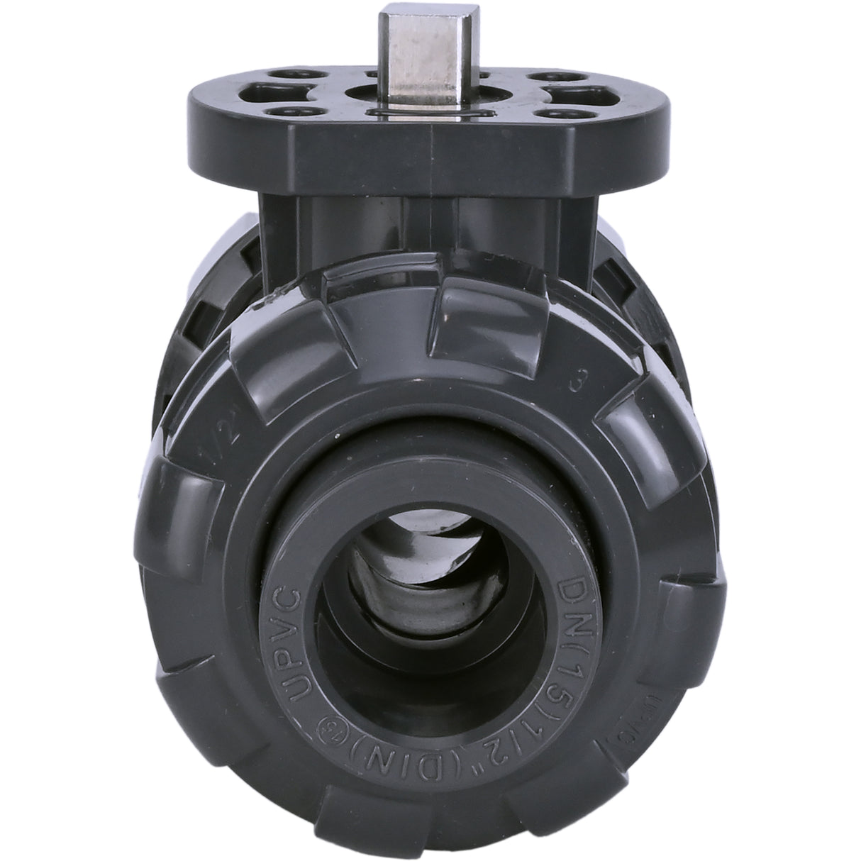Ball valves Elephant BV4242E-FP-GRM-ISO, body material - UPVC, ball material - UPVC, seal - EPDM, with ISO flange and bare square stem