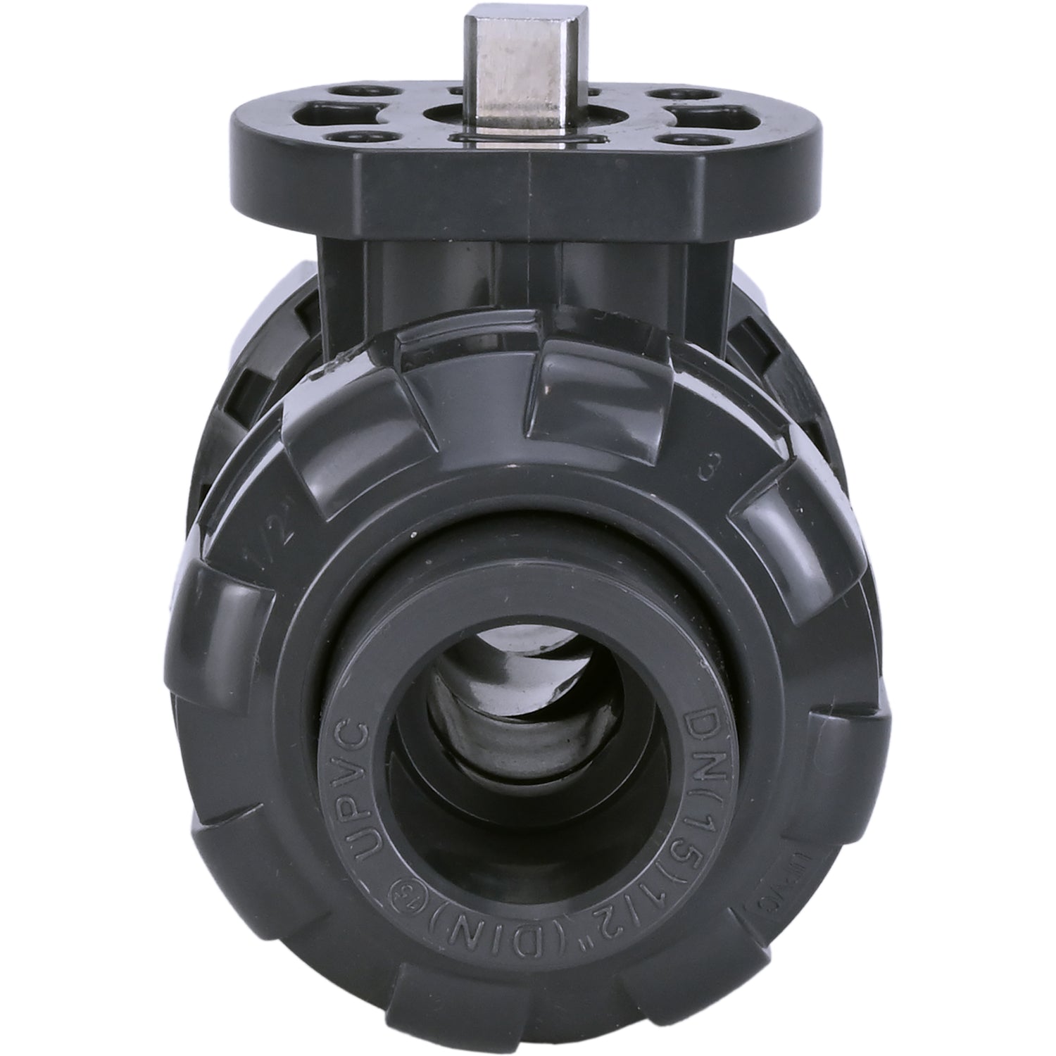 Ball valves Elephant BV4242E-FP-GRM-ISO, body material - UPVC, ball material - UPVC, seal - EPDM, with ISO flange and bare square stem