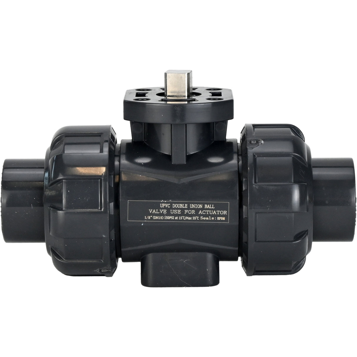 Ball valves Elephant BV4242E-FP-GRM-ISO, body material - UPVC, ball material - UPVC, seal - EPDM, with ISO flange and bare square stem