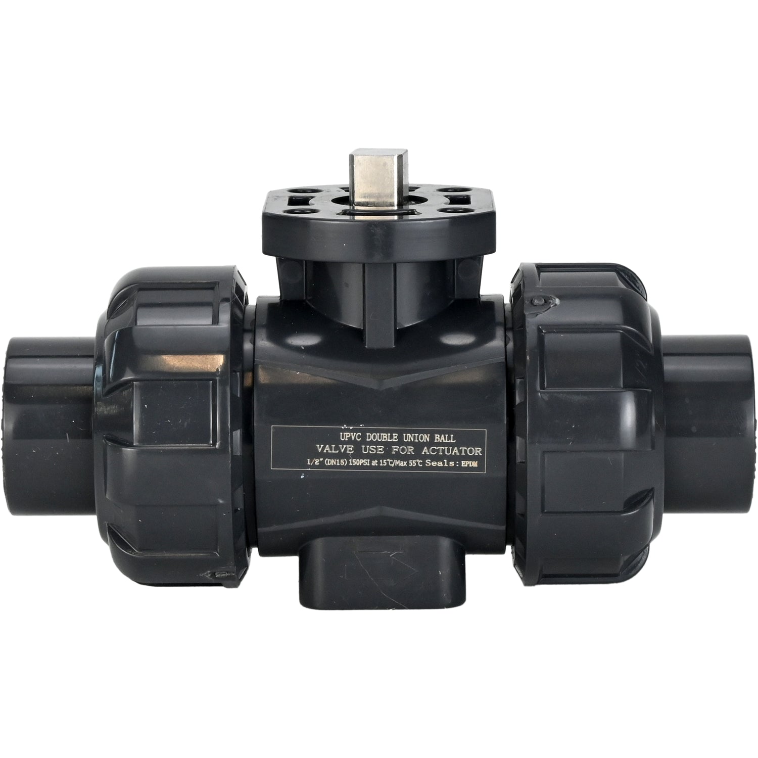 Ball valves Elephant BV4242E-FP-GRM-ISO, body material - UPVC, ball material - UPVC, seal - EPDM, with ISO flange and bare square stem