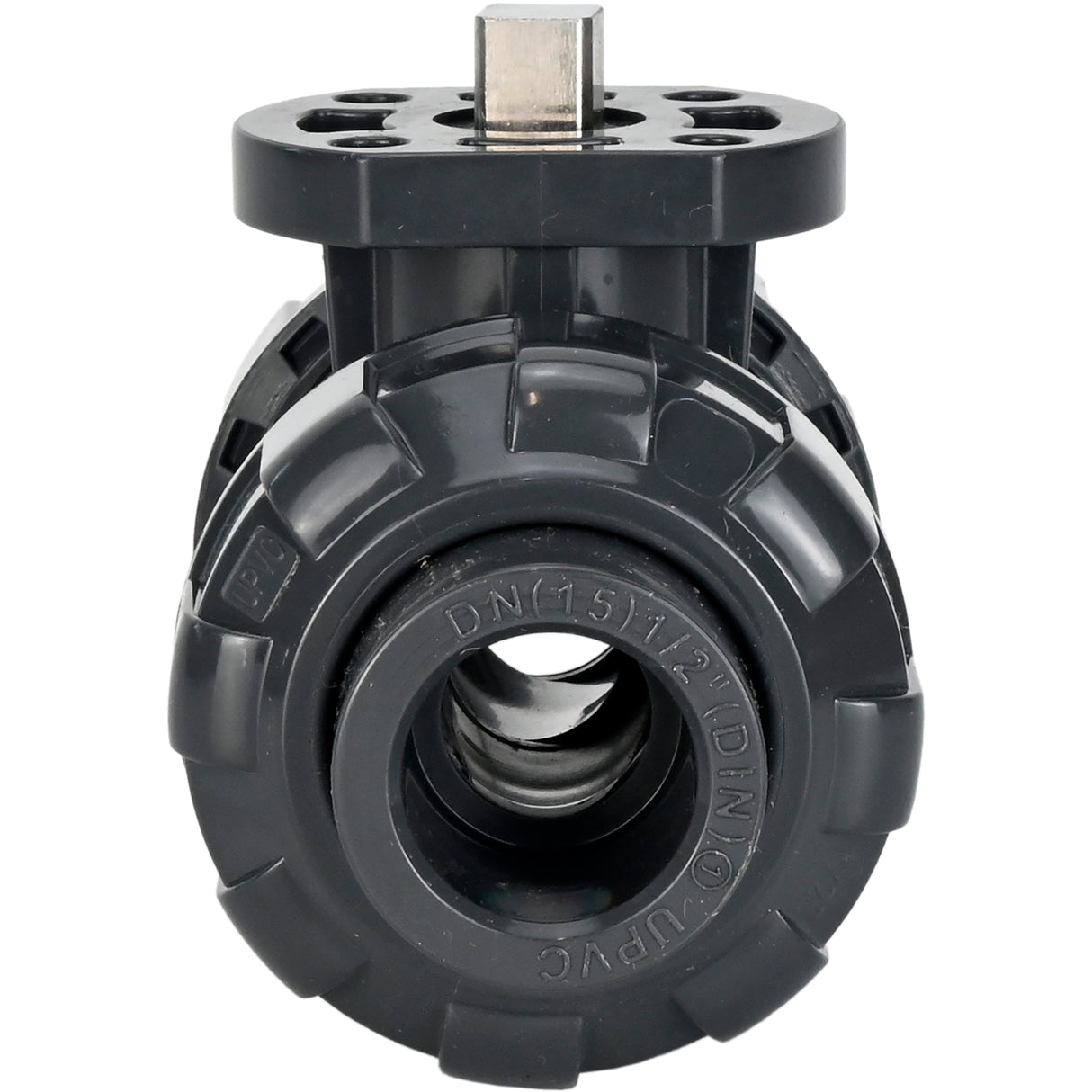 Ball valves Elephant BV4242E-FP-GRM-ISO, body material - UPVC, ball material - UPVC, seal - EPDM, with ISO flange and bare square stem