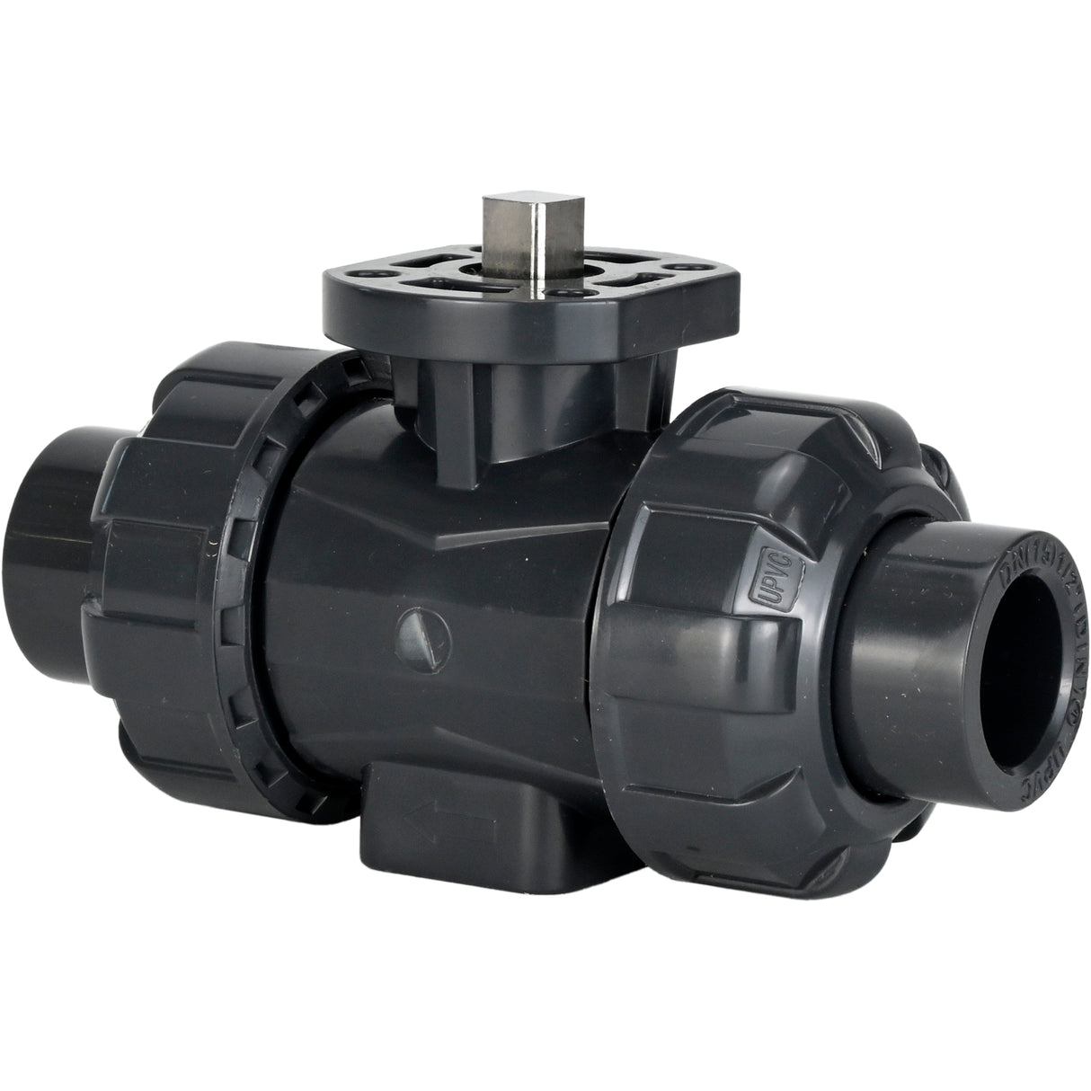 Ball valves Elephant BV4242E-FP-GRM-ISO, body material - UPVC, ball material - UPVC, seal - EPDM, with ISO flange and bare square stem