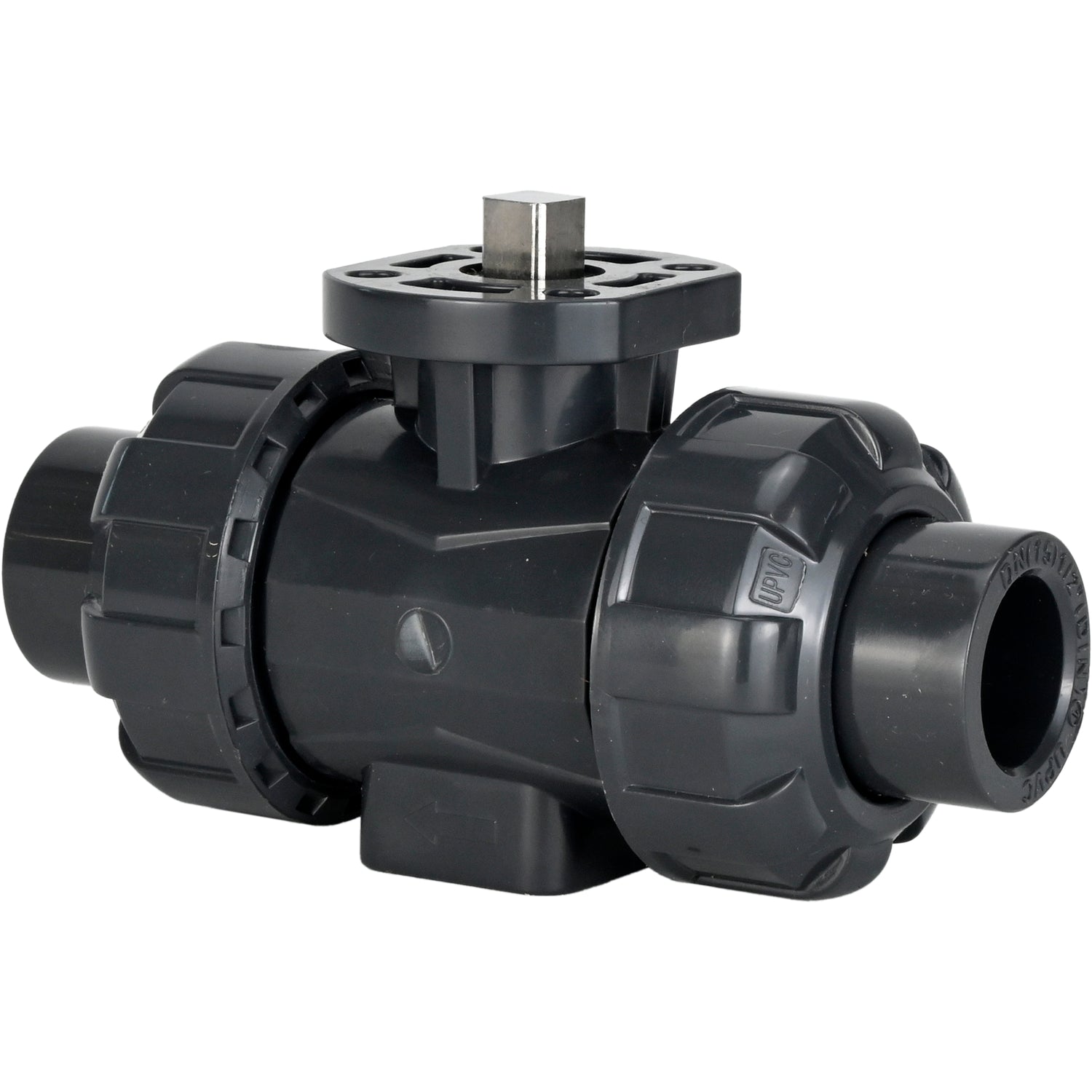 Ball valves Elephant BV4242E-FP-GRM-ISO, body material - UPVC, ball material - UPVC, seal - EPDM, with ISO flange and bare square stem