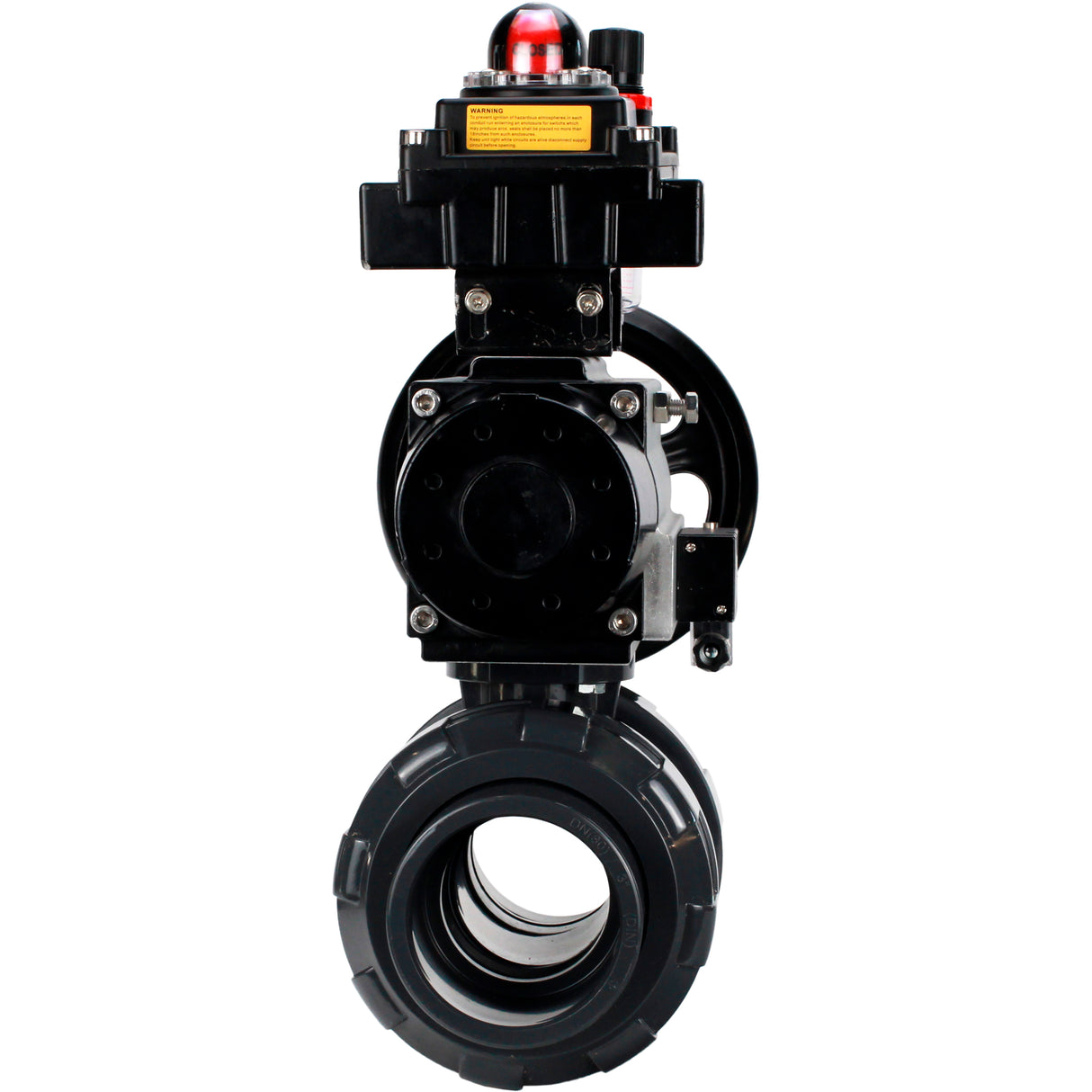 Ball valves Elephant BV4242E-FP-GRM-ISO, body material - UPVC, ball material - UPVC, seal - EPDM, with pneumatic actuator double action PA-DA-105-1, pneumatic distributor 4M310-08 220V, LSU APL-410N EX and ATU AFC2000