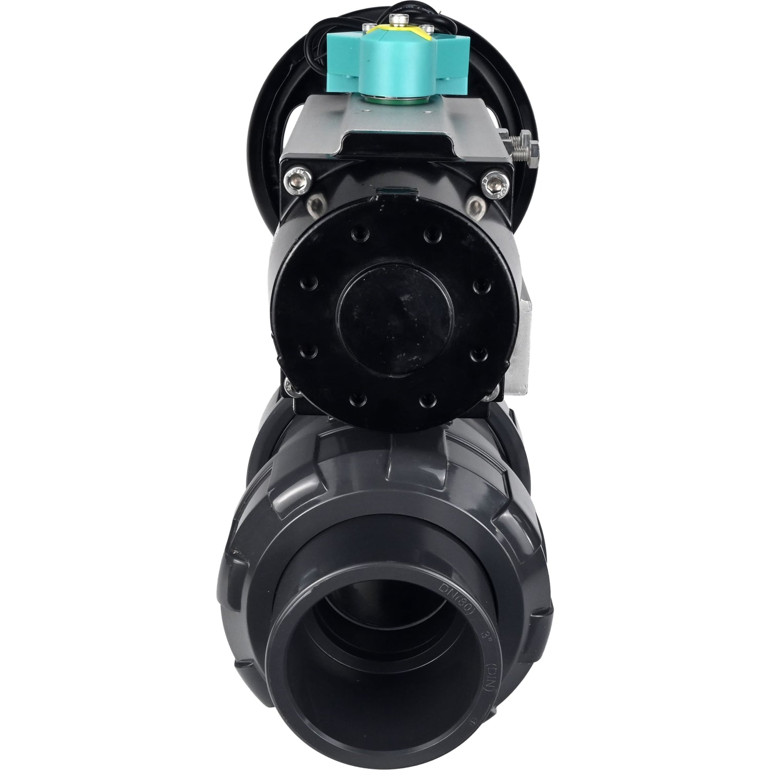 Ball valves Elephant BV4242E-FP-GRM-ISO, body material - UPVC, ball material - UPVC, seal - EPDM, with pneumatic actuator double action PA-DA-105-1 and magnetic switch ALS200D