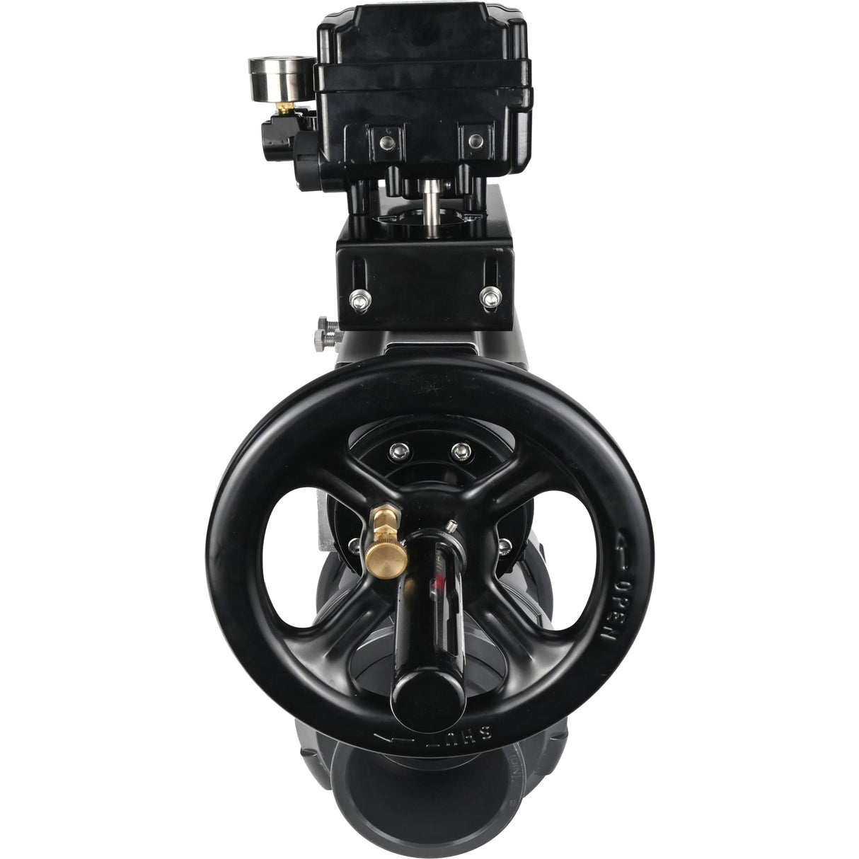 Ball valves Elephant BV4242E-FP-GRM-ISO, body material - UPVC, ball material - UPVC, seal - EPDM, with pneumatic actuator double action PA-DA-105-1 and electro-pneumatic rotary positioner YT-1000RSN without feedback