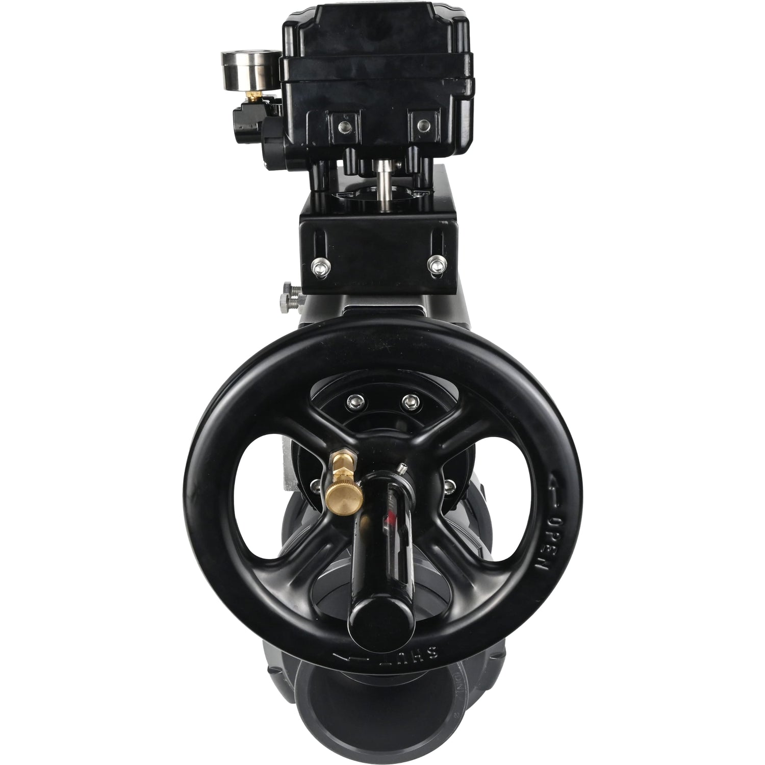 Ball valves Elephant BV4242E-FP-GRM-ISO, body material - UPVC, ball material - UPVC, seal - EPDM, with pneumatic actuator double action PA-DA-105-1 and electro-pneumatic rotary positioner YT-1000RSN without feedback