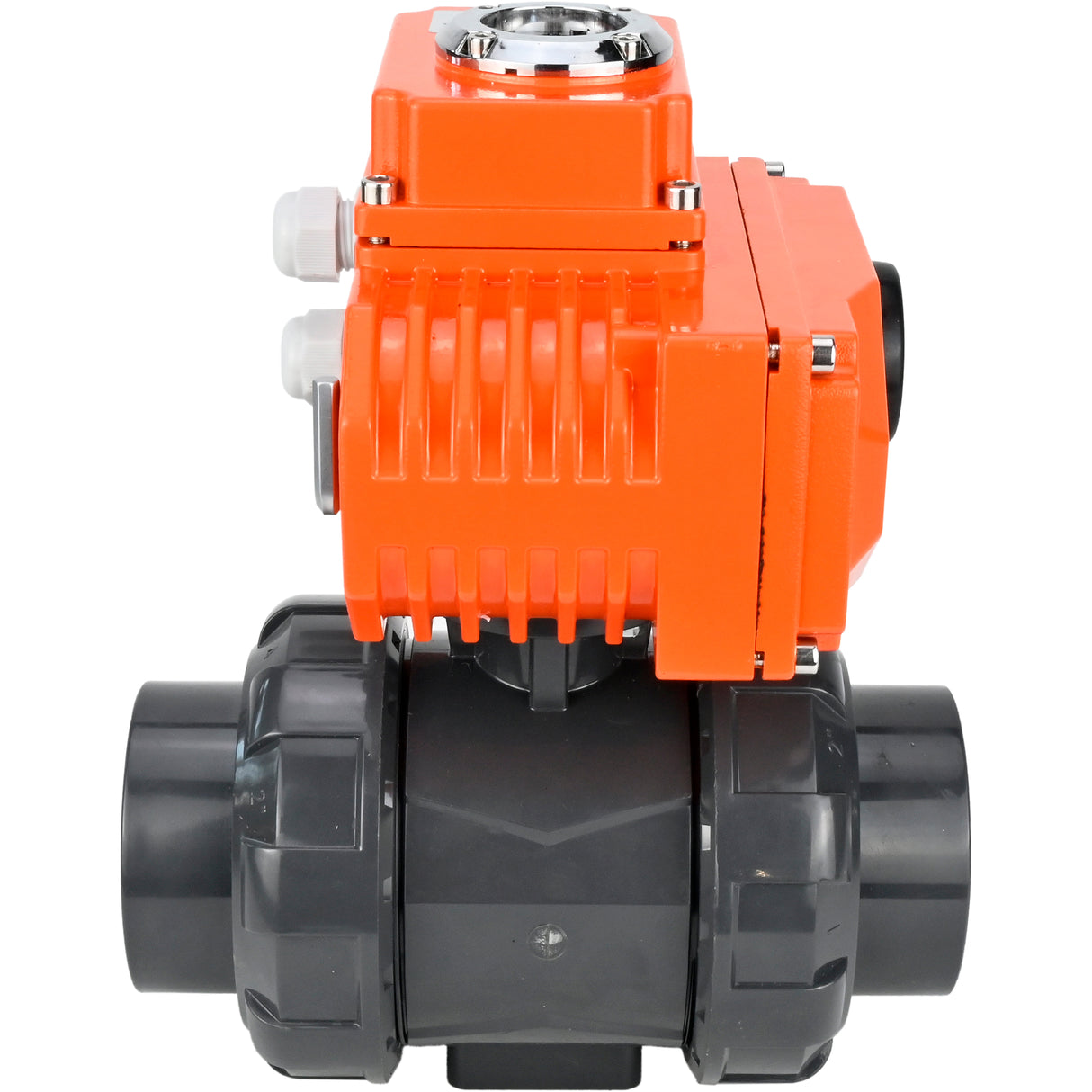 Ball valves Elephant BV4242E-FP-GRM-ISO, body material - UPVC, ball material - UPVC, seal - EPDM, with quarter-turn actuator QT-N-EM-O1-24VDC-U1 24V HARK