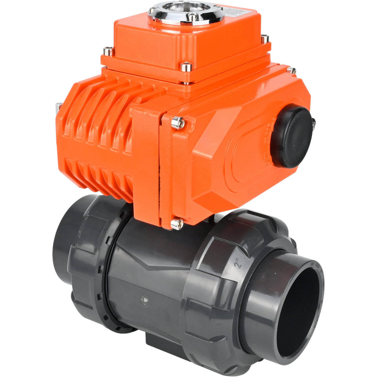 Ball valves Elephant BV4242E-FP-GRM-ISO, body material - UPVC, ball material - UPVC, seal - EPDM, with quarter-turn actuator QT-N-EM-O1-24VDC-U1 24V HARK