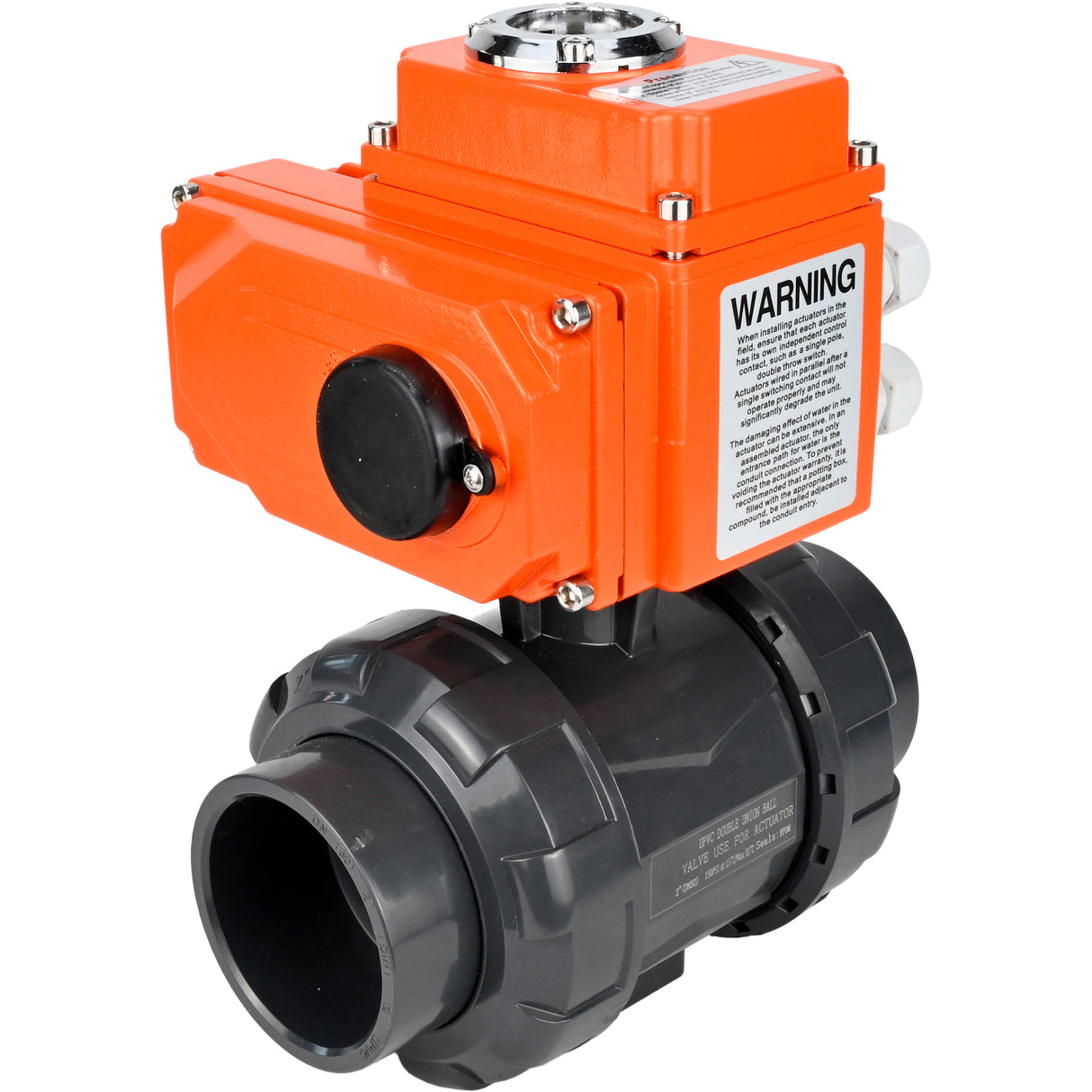 Ball valves Elephant BV4242E-FP-GRM-ISO, body material - UPVC, ball material - UPVC, seal - EPDM, with quarter-turn actuator QT-N-EM-O1-24VDC-U1 24V HARK
