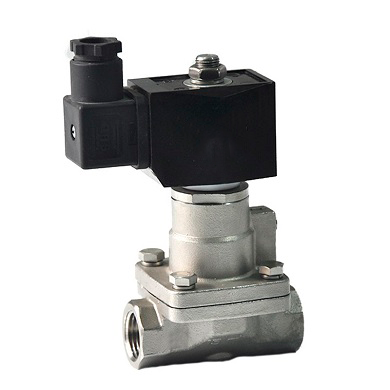 Two way normally closed indirect acting electric solenoid valve Elephant DHP11-S normally closed PTFE G YS 24V, body material - stainless steel AISI 304, seal - PTFE