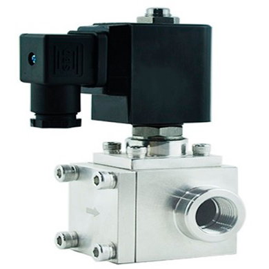Two way normally closed indirect acting electric solenoid valve Elephant DHSE normally closed PTFE G 24V, body material - stainless steel AISI 304, seal - PTFE