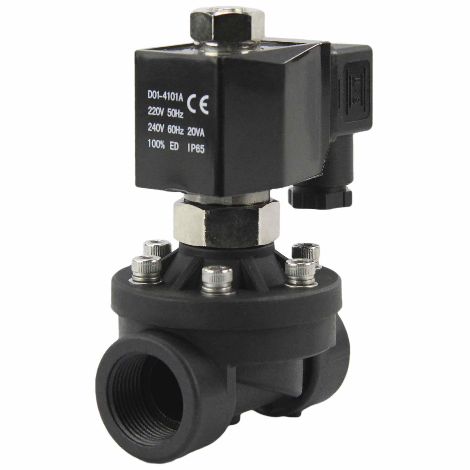 Two way normally open Semi-direct acting electric solenoid valve Elephant DW-51-NO VITON G 24V, body material - Nylon 66, seal - Viton