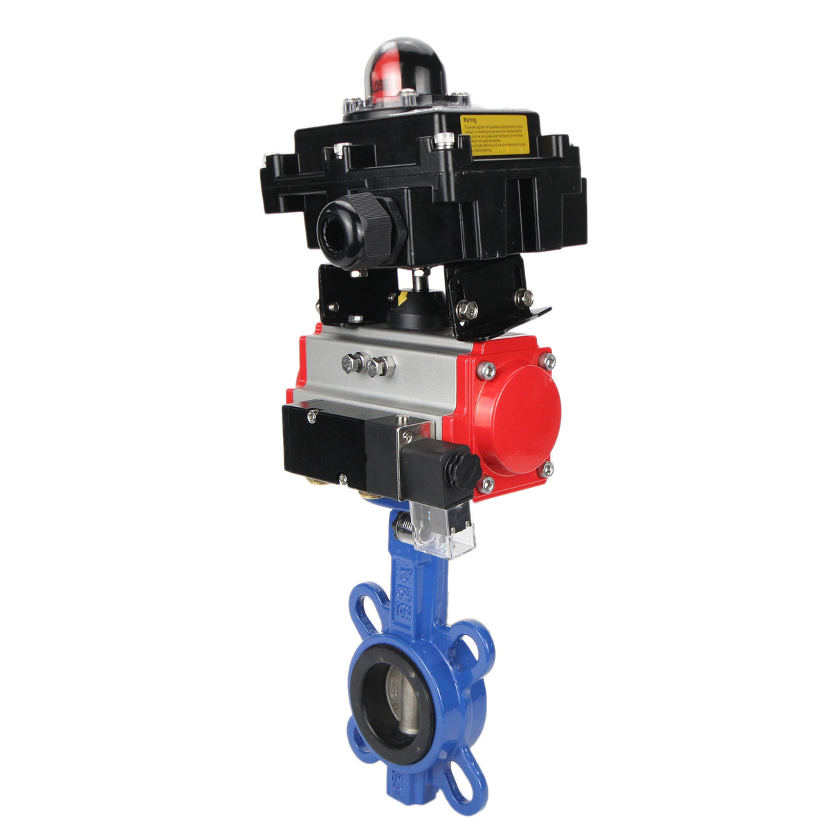 Water butterfly valve Elephant GGG50-GGG40-EPDM body material - cast iron GGG50, disk material - cast iron GGG40, seal - EPDM with pneumatic actuator Elephant SA, pneumatic distributor 4M310-08 NAMUR 220V and limit switch block APL-410N EX
