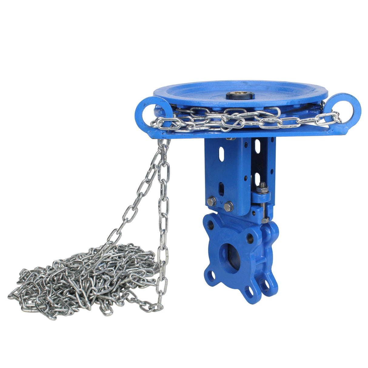 Knife gate valve Elephant GVKR1331N-2W-Fb-CC, body material - cast iron GGG40, knife material - stainless steel AISI 304, seal - NBR, handwheel with chain