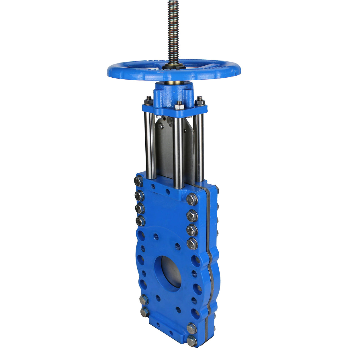 Knife gate valve with through blade Elephant GVKRT3431N-2W-Fb-S, body material - carbon steel A216, knife material - stainless steel AISI 304, seal - NBR, handwheel