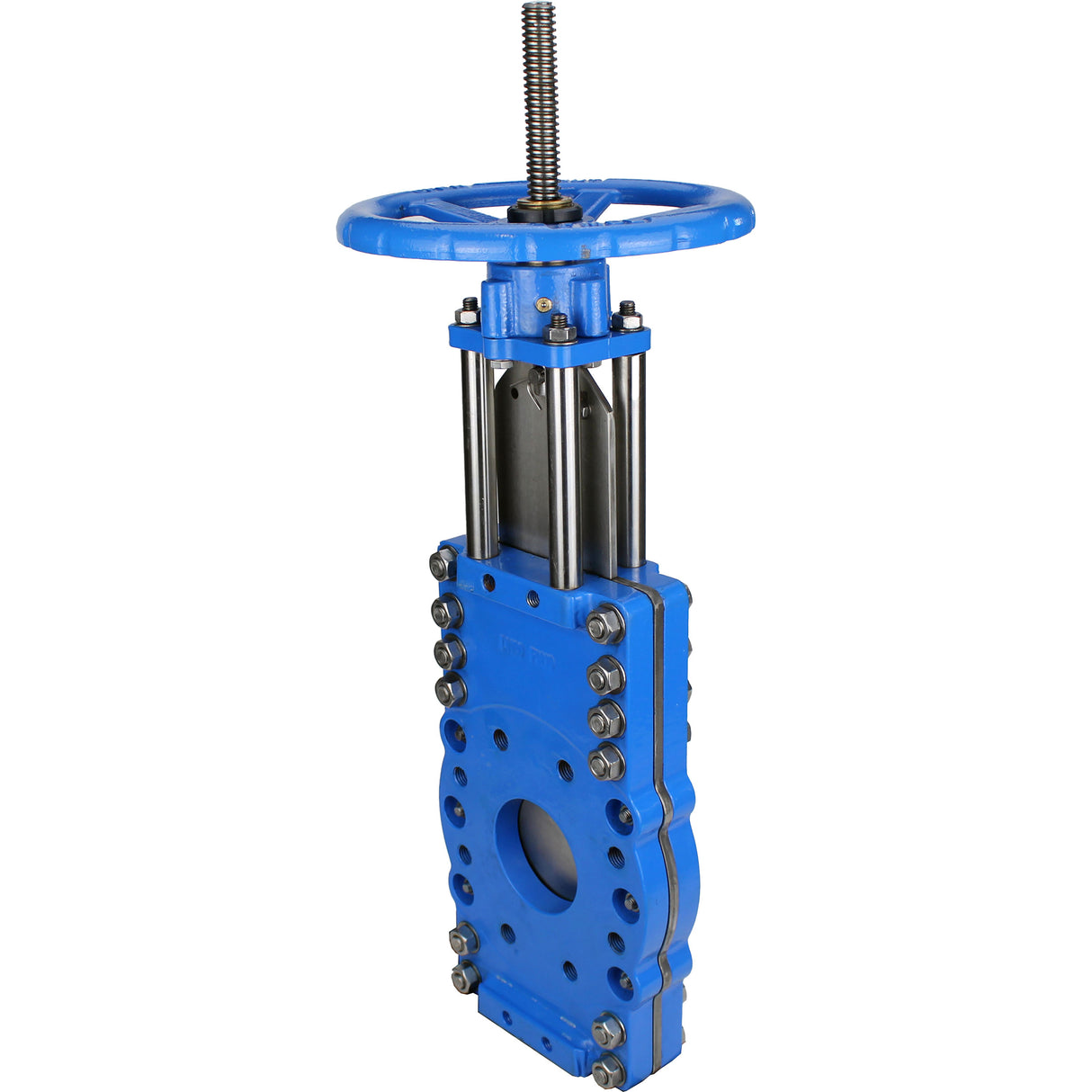 Knife gate valve with through blade Elephant GVKRT3431N-2W-Fb-S, body material - carbon steel A216, knife material - stainless steel AISI 304, seal - NBR, handwheel
