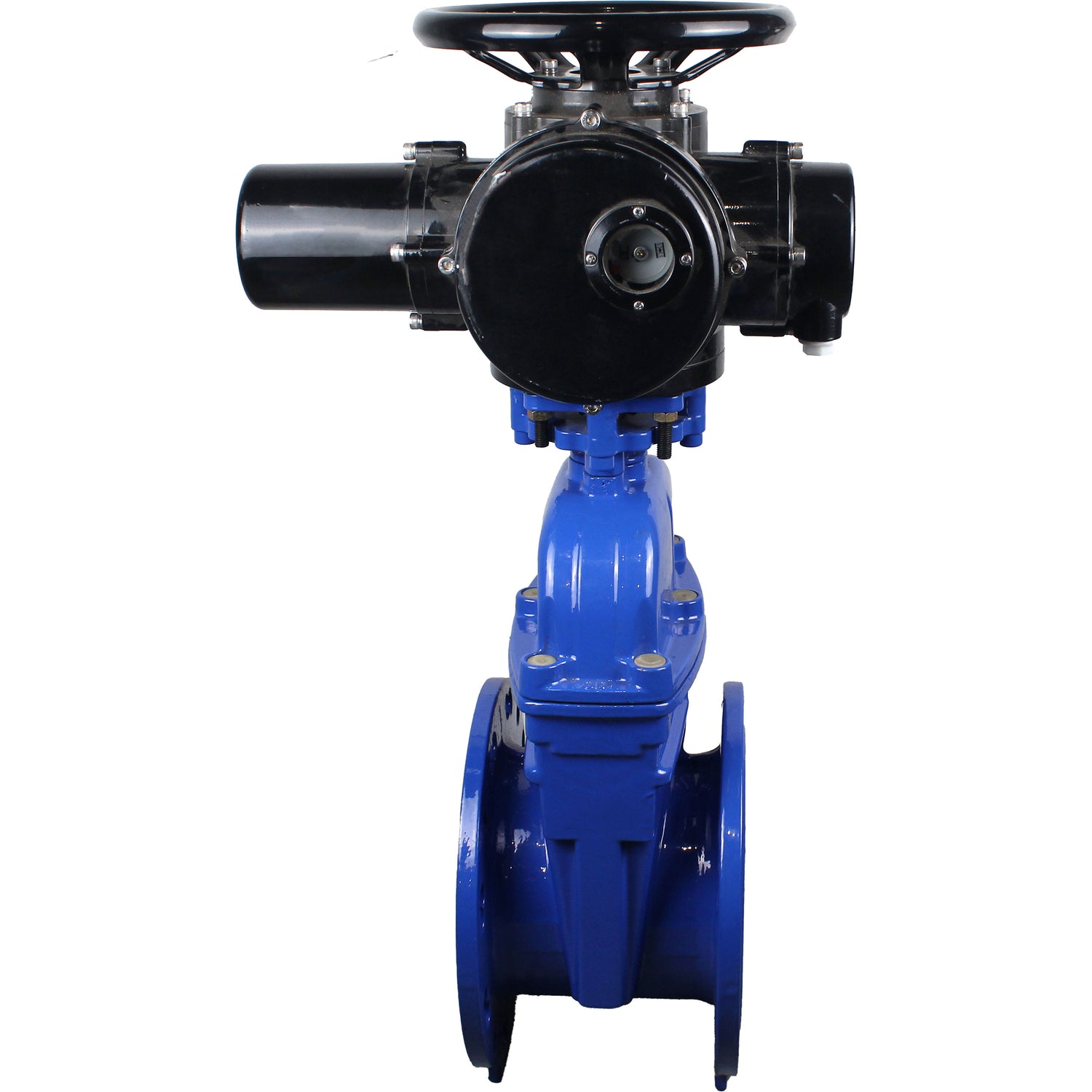 Wedge valves Elephant GVWN1414E-2W-F flanged, wedge - rubber-coated, spindle - non-rising, body - cast iron, seal - EPDM, with OST flange with multi-turn electric drive MT-N-EM-O2-220VAC-U1 five-jaw