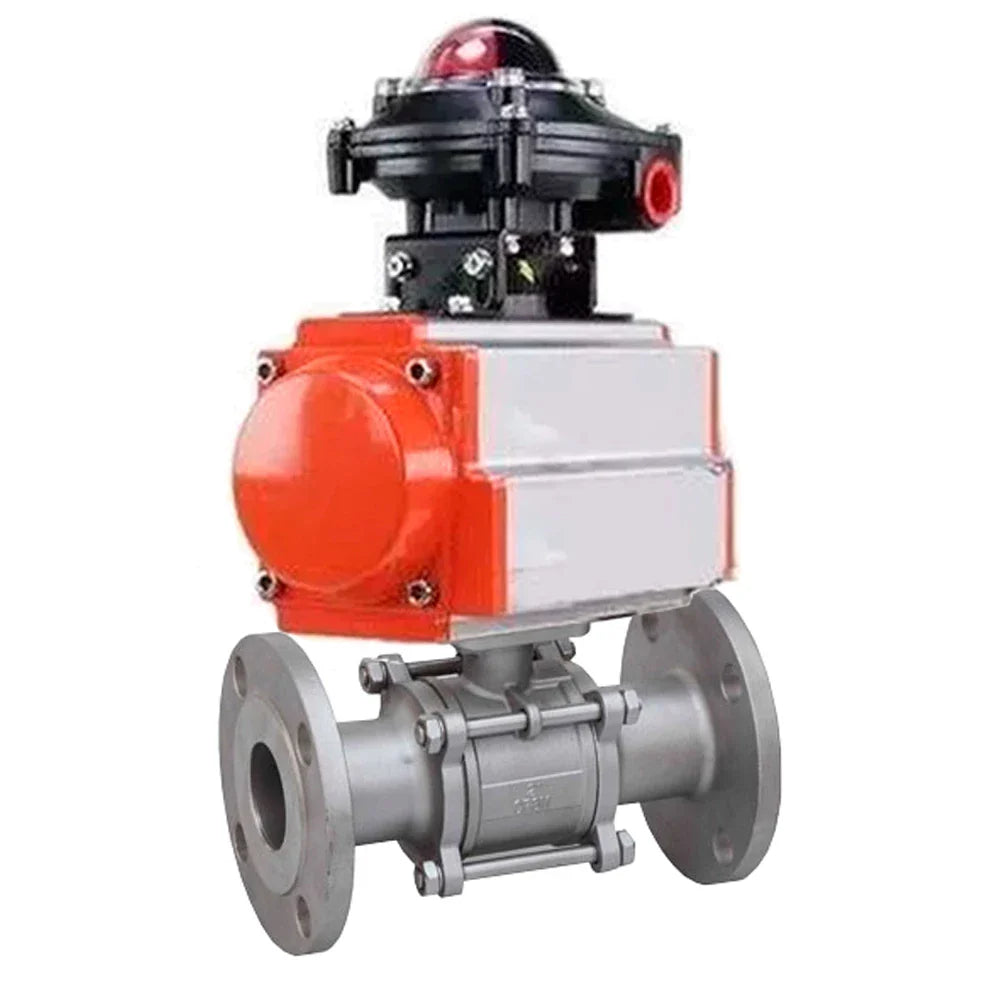 Ball valves Elephant BV3232P(3pc)-FP-F-ISO-H DN65-100 25/40 bar flanged with ISO flange, body - 316 stainless steel, full bore, seal - PTFE, with pneumatic drive PA-DA LSU APL-210N