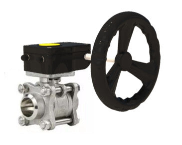 Stainless steel ball valve Elephant BVPP 316.200-ISO 63 bar for welding, full port, body material - stainless steel AISI 316, with ISO flange and gearbox Elephant HAM-1