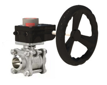 Stainless steel ball valve Elephant BVPP 316.200-ISO 63 bar for welding, full port, body material - stainless steel AISI 316, with ISO flange and gearbox Elephant GB with position indicator