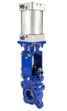 Knife Gate Valve Elephant GVK3131M-1W-Fb-2P, wafer type, body material - stainless steel AISI 304, with pneumatic actuator