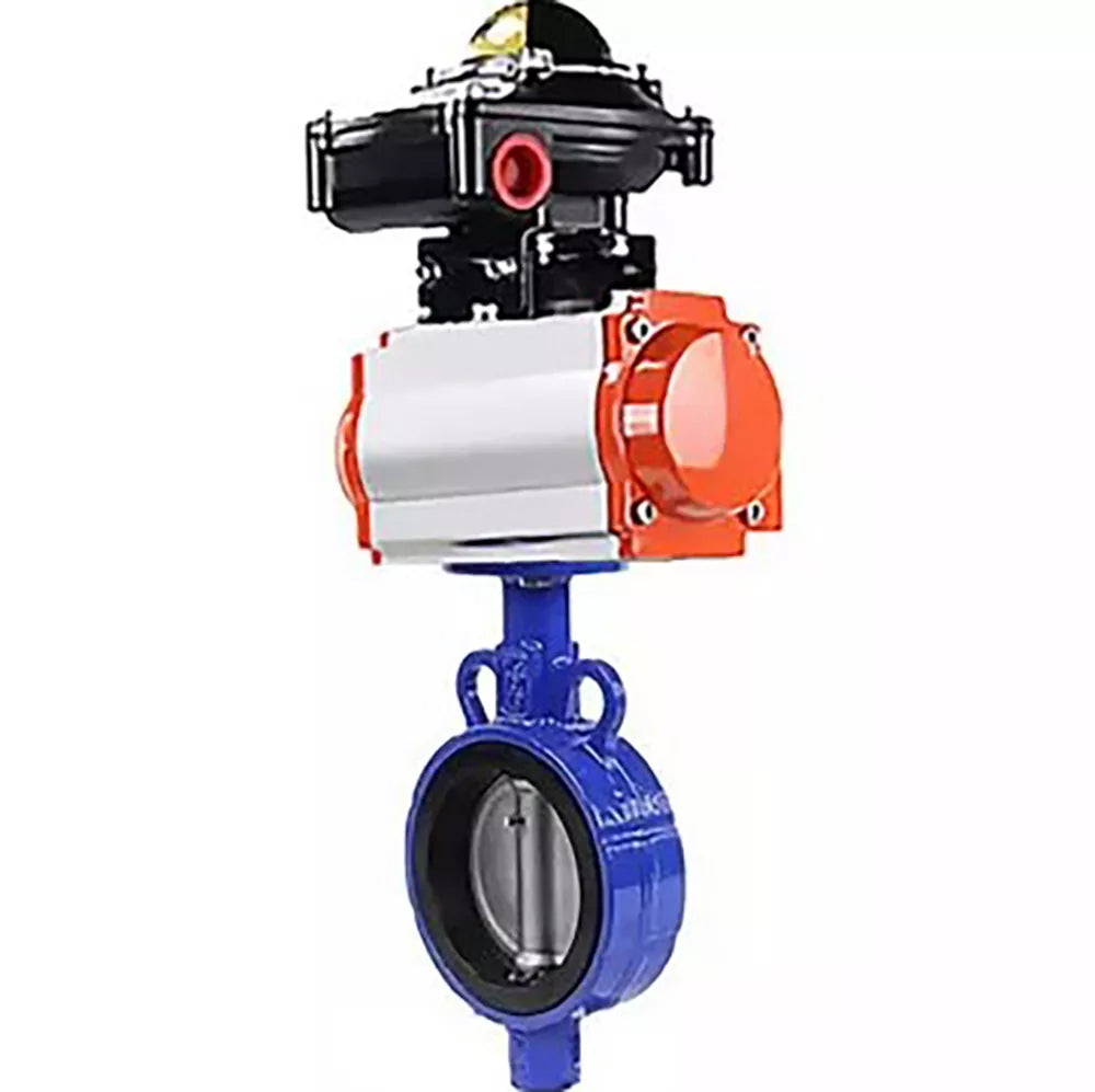 Water Butterfly Valve Elephant WBV0232E-2W-Fb-H, body material - aluminum alloy, disk material - stainless steel AISI 316L, seal - EPDM, with pneumatic actuator with return springs PA-SA-083, LSU APL-510N-EX