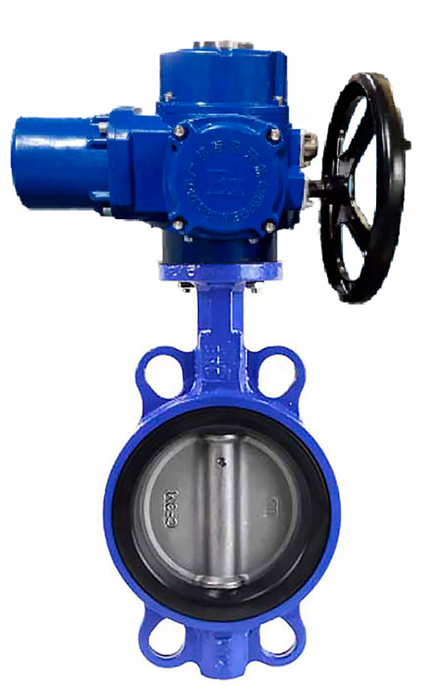 Water Butterfly Valve Elephant gg25-316l-nbr-elephant-qt-w-m-ex-110/220v, body material - cast iron GG25, disk material - stainless steel AISI 316L, seal - NBR, electric actuator operated