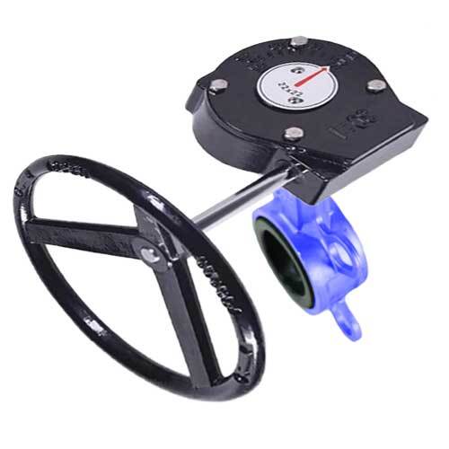 Water Butterfly Valve Elephant WCB-316L-VITON-RDN, body material - carbon steel WCB, disk material - stainless steel AISI 316L, seal - VITON, gear operated