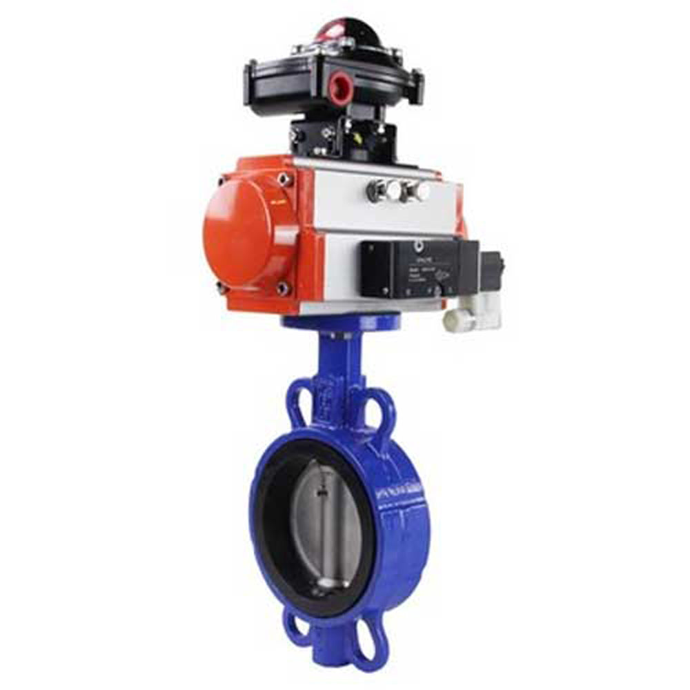 Water Butterfly Valve Elephant WCB-316L-VITON body material - Carbon steel WCB, disk material - Stainless steel aisi 316l, seal - Viton with pneumatic actuator Elephant SA and limit switch block APL-410N EX