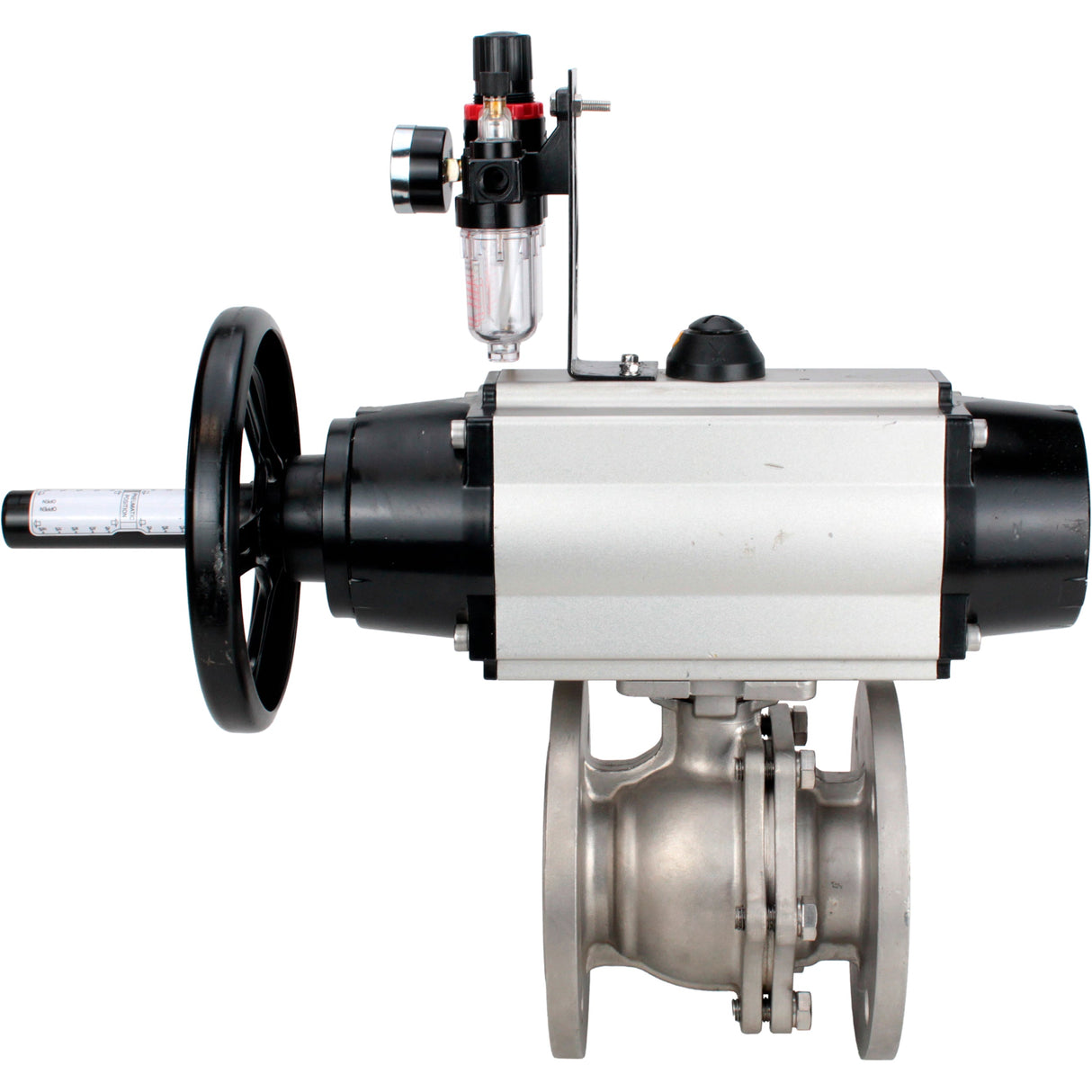 Ball valves Elephant BV3232P(2pc)-FP-F-ISO-H DN80-100 16 bar, full bore flanged, stainless steel SS316, seal - PTFE, with pneumatic actuator PA-DA-105-1 double acting, with pneumatic distributor 4M310-08 NAMUR 220V , with ATU AFC2000