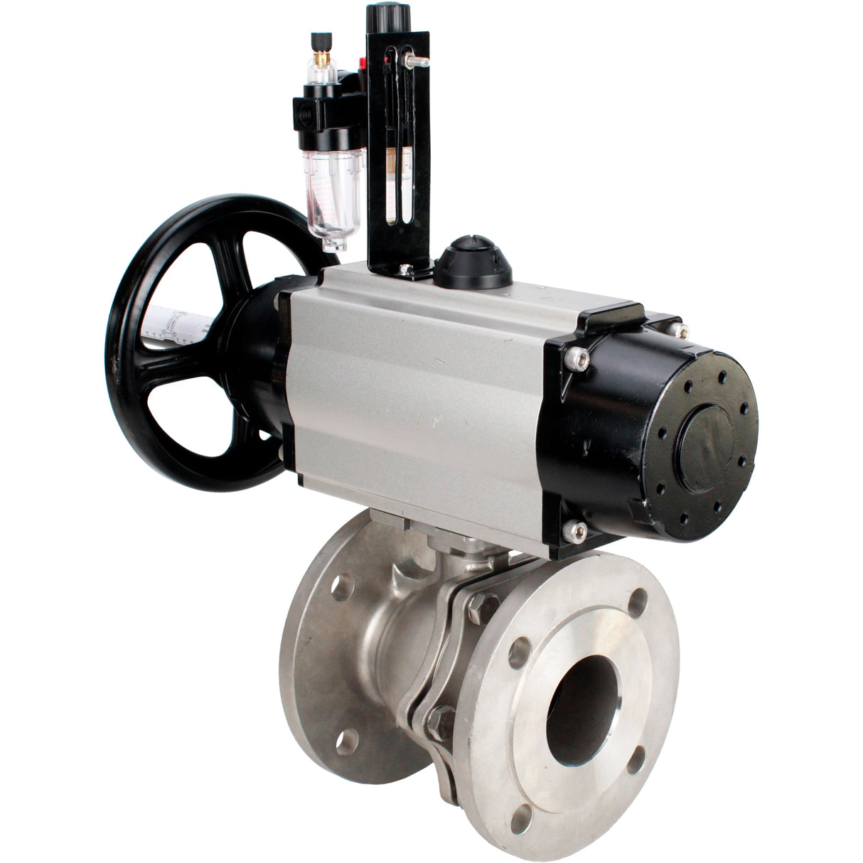 Ball valves Elephant BV3232P(2pc)-FP-F-ISO-H DN80-100 16 bar, full bore flanged, stainless steel SS316, seal - PTFE, with pneumatic actuator PA-DA-105-1 double acting, with pneumatic distributor 4M310-08 NAMUR 220V , with ATU AFC2000