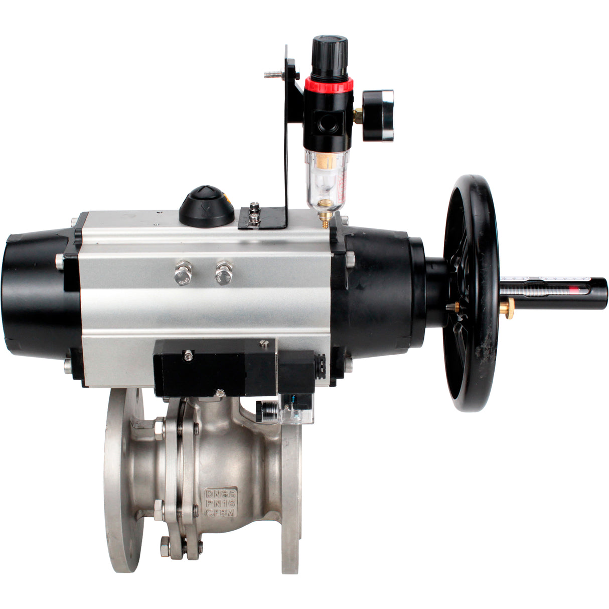 Ball valves Elephant BV3232P(2pc)-FP-F-ISO-H DN80-100 16 bar, full bore flanged, stainless steel SS316, seal - PTFE, with pneumatic actuator PA-DA-105-1 double acting, with pneumatic distributor 4M310-08 NAMUR 220V , with ATU AFC2000