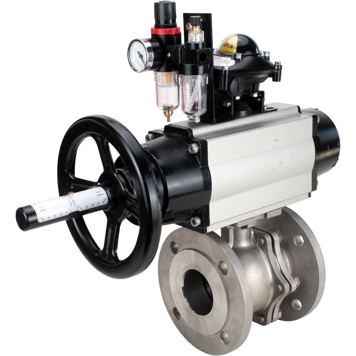 Ball valves Elephant BV3232P(2pc)-FP-F-ISO-H DN80-100 16 bar, full bore flanged, stainless steel SS316, seal - PTFE, with pneumatic actuator PA-DA-105-1 double acting, with pneumatic distributor 4M310-08 NAMUR 220V , with LSU APL-210N, with ATU AFC2000