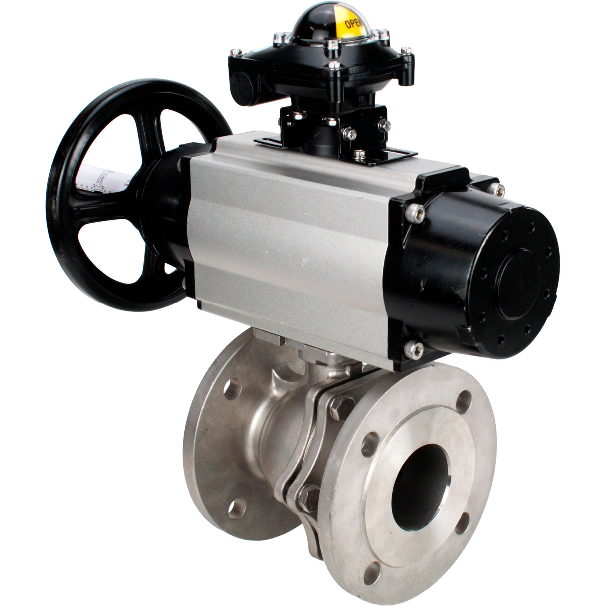 Ball valves Elephant BV3232P(2pc)-FP-F-ISO-H DN80-100 16 bar, full bore flanged, stainless steel SS316, seal - PTFE, with pneumatic actuator PA-DA-105-1 double acting, with pneumatic distributor 4M310-08 NAMUR 220V , with LSU APL-210N