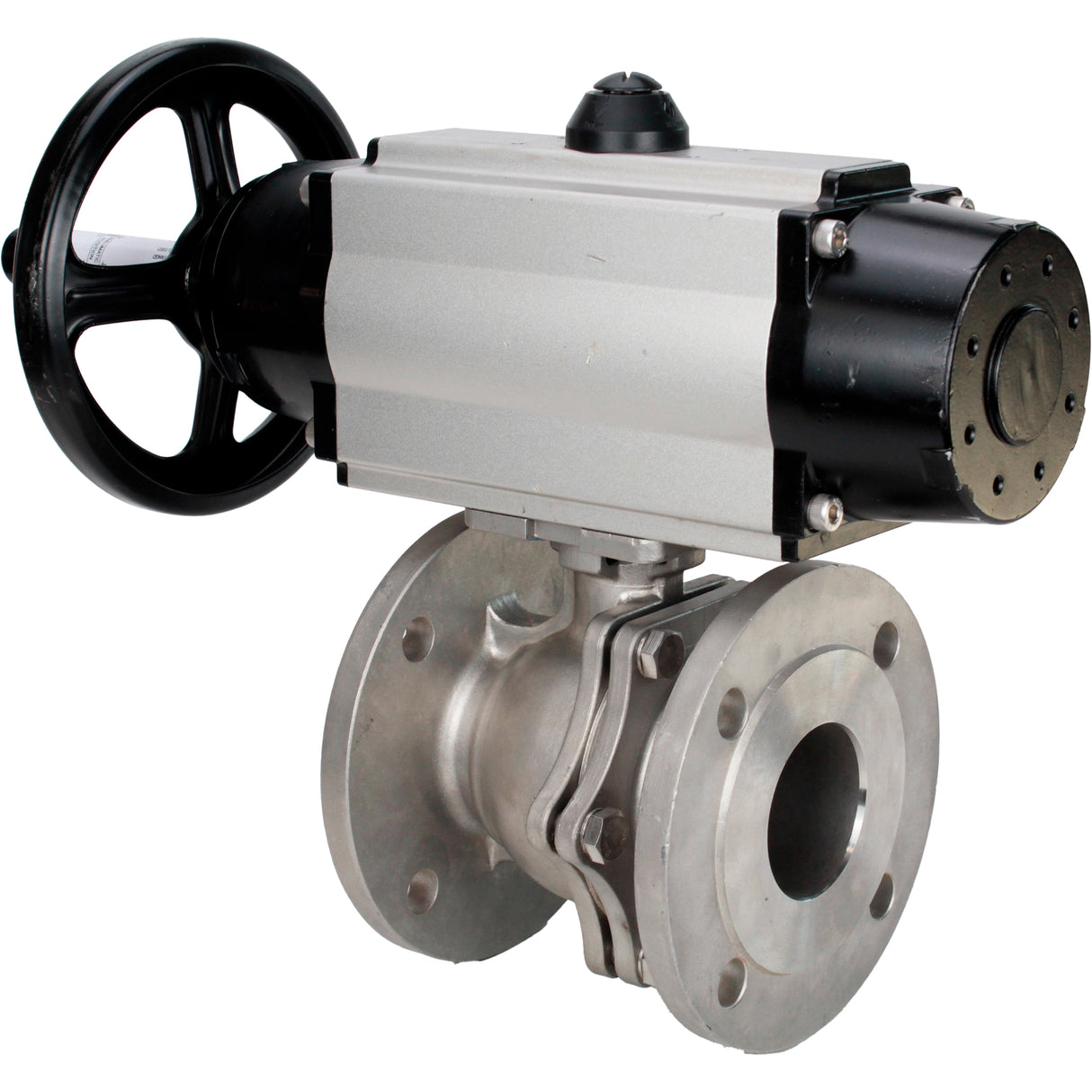 Ball valves Elephant BV3232P(2pc)-FP-F-ISO-H DN80-100 16 bar, full bore flanged, stainless steel SS316, seal - PTFE, with pneumatic actuator PA-DA-105-1 double acting, with pneumatic distributor 4M310-08 NAMUR 220V