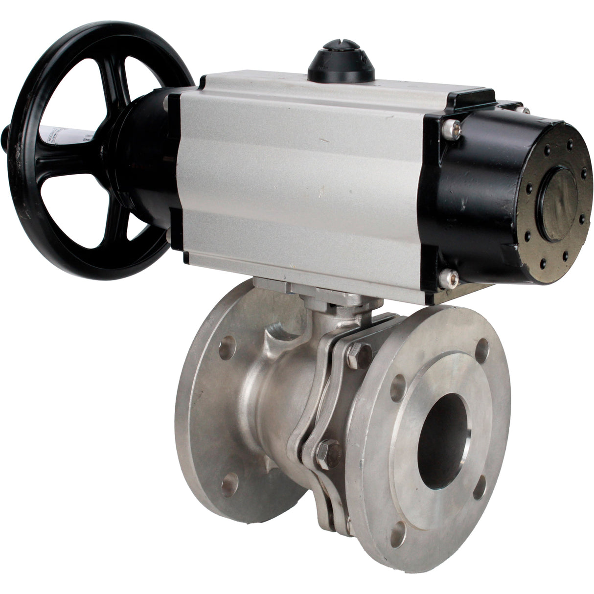 Ball valves Elephant BV3232P(2pc)-FP-F-ISO-H DN80-100 16 bar, full bore flanged, stainless steel SS316, seal - PTFE, with pneumatic actuator PA-DA-105-1 double acting, with pneumatic distributor 4M310-08 NAMUR 220V