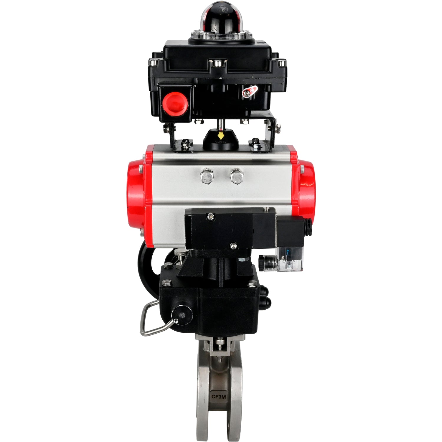 Stainless steel ball valve Elephant BVсFP,316,200 16 bar, full port, compact flanged, pneumatic actuator Elephant DA double acting, manual override HDM, pneumatic distributor 4M310-08 NAMUR  24 V, limit switch block APL-410N EX