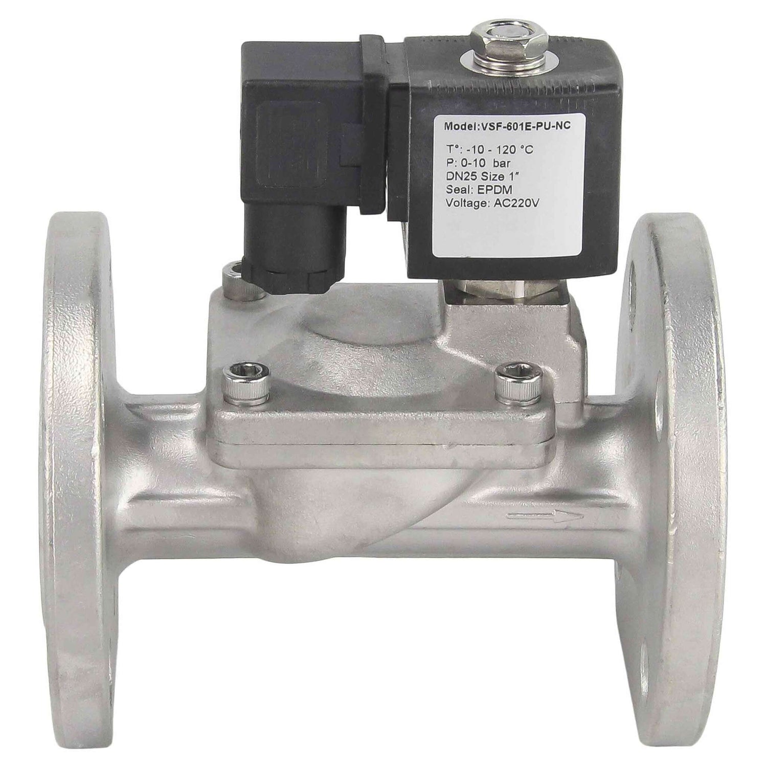 Two way normally closed indirect acting electric solenoid valve Elephant VSF-601E-PU-NC EPDM 220V, body material - stainless steel AISI 304, seal - EPDM