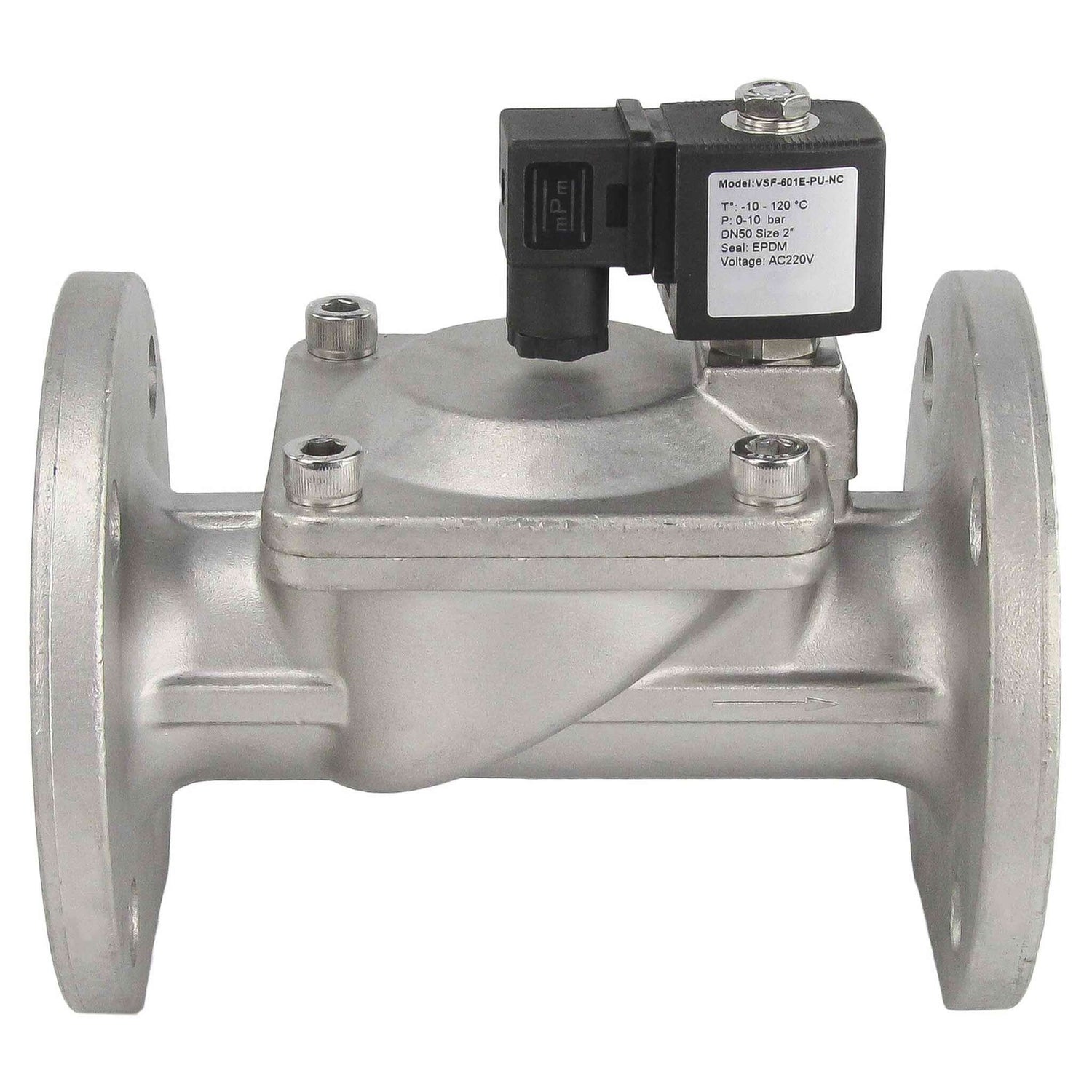 Two way normally closed indirect acting electric solenoid valve Elephant VSF-601E-PU-NC EPDM 24V, body material - stainless steel AISI 304, seal - EPDM