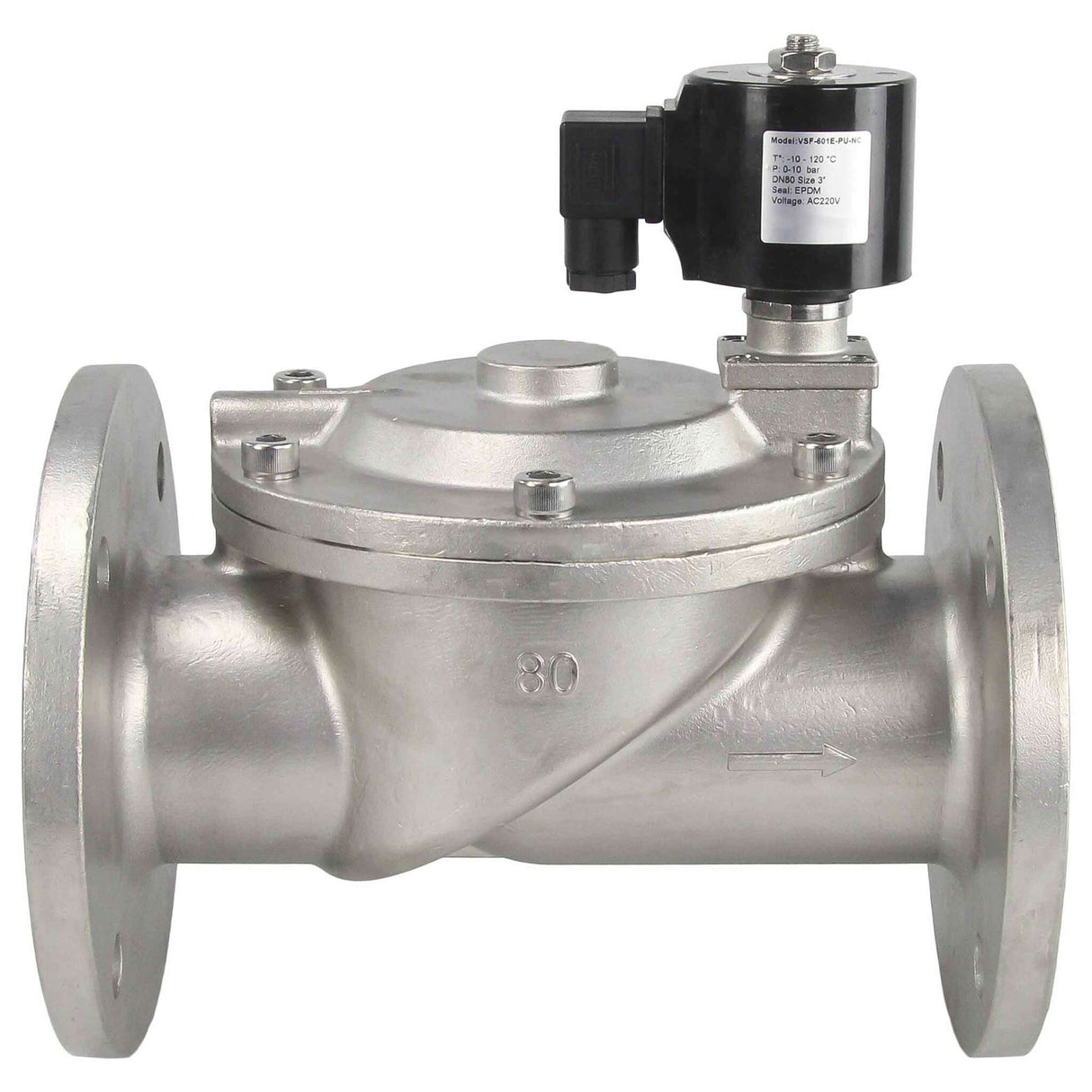 Two way normally closed indirect acting electric solenoid valve Elephant VSF-601N-PU-NC NBR 24V, body material - stainless steel AISI 304, seal - NBR