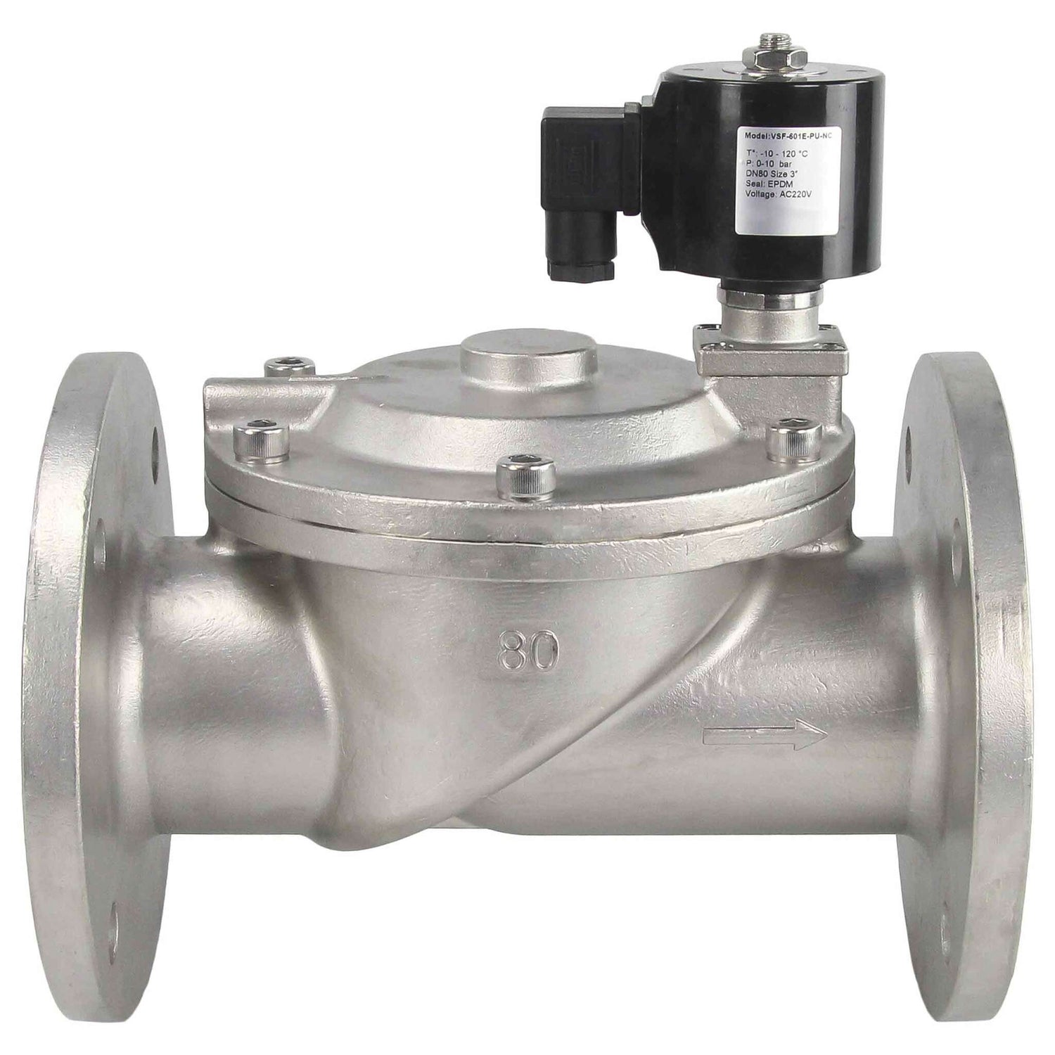 Two way normally closed indirect acting electric solenoid valve Elephant VSF-601N-PU-NC NBR 24V, body material - stainless steel AISI 304, seal - NBR