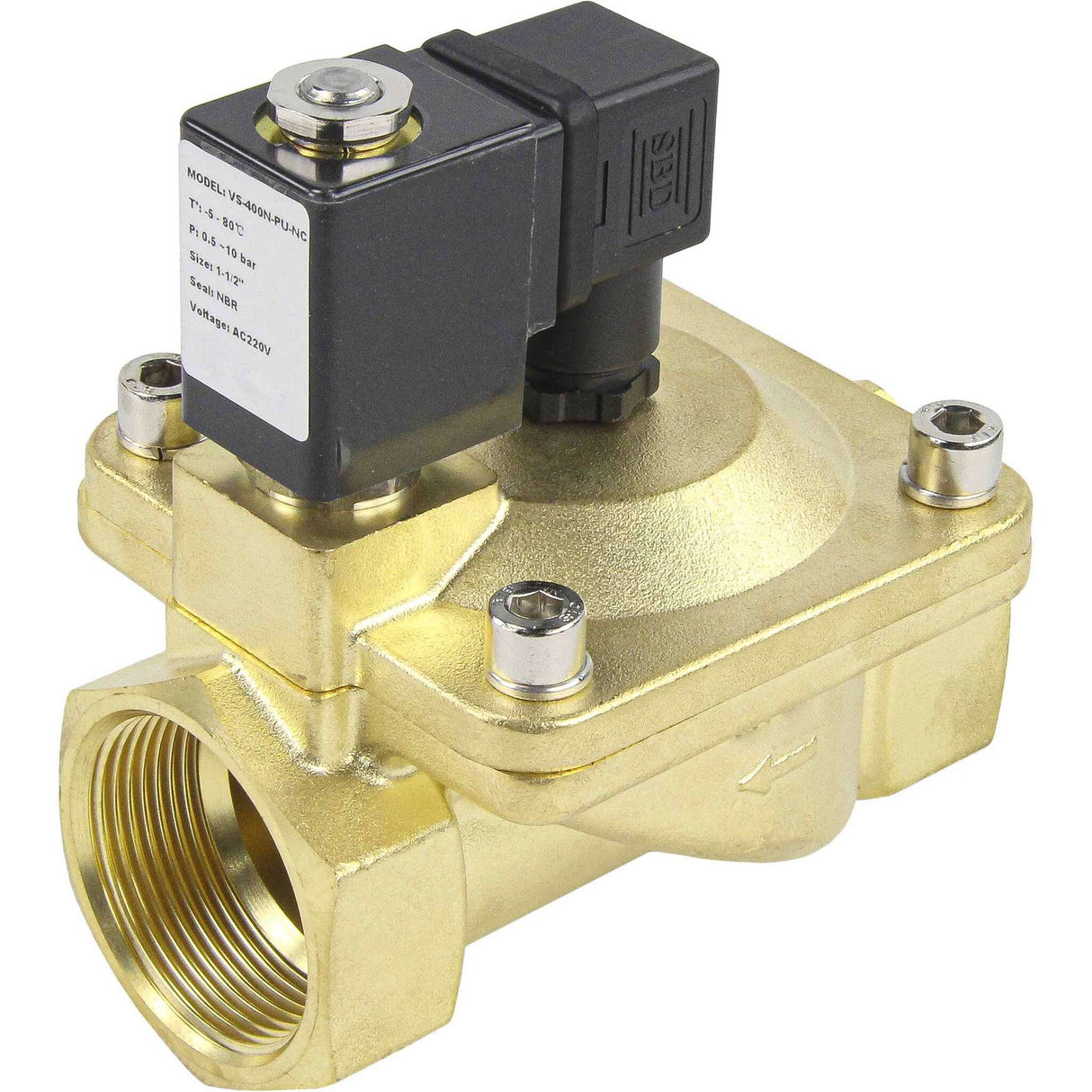 Solenoid valves Elephant VS400-VT-NC-24VDC DN10-50 10 bar body - brass, pilot action, threaded, normally closed, seal VITON, 24V coil