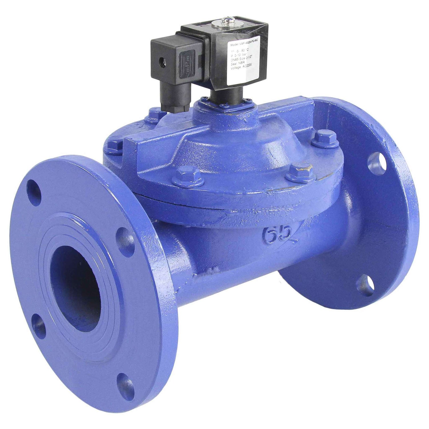 Two way normally closed indirect acting electric solenoid valve Elephant VSF-602N-PU-NC NBR 220V, body material - cast iron, seal - NBR