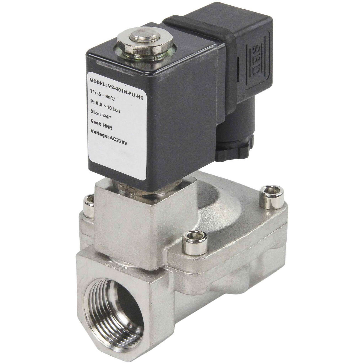 Solenoid valves Elephant VS431-ET-NC-24VDC DN10-50 10 bar 304 steel housing, pilot action, threaded, normally closed, seal EPDM, 24V coil