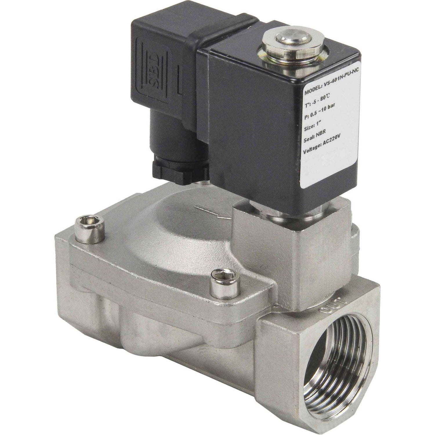 Solenoid valves Elephant VS431-ET-NC-220VAC DN10-50 10 bar 304 steel housing, pilot action, threaded, normally closed, seal EPDM, 220V coil